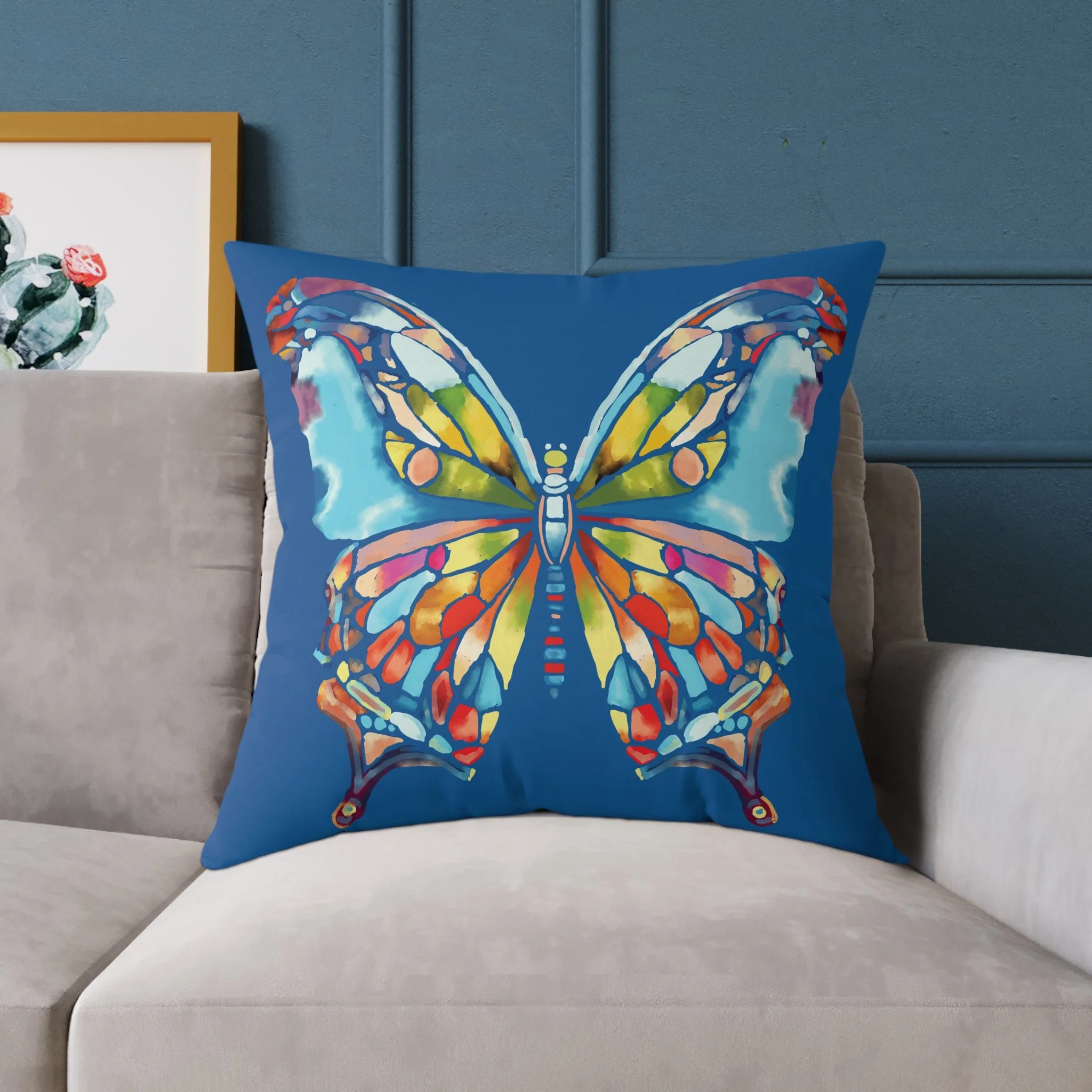 26" Watercolor Butterfly throw pillow
