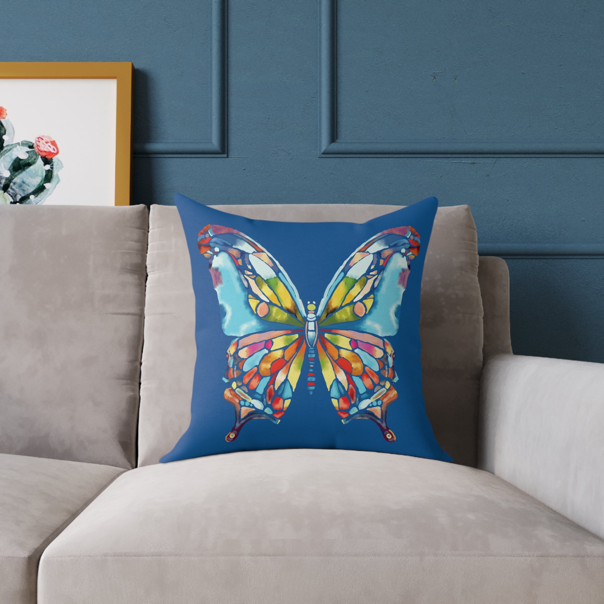 18" Watercolor Butterfly throw pillow