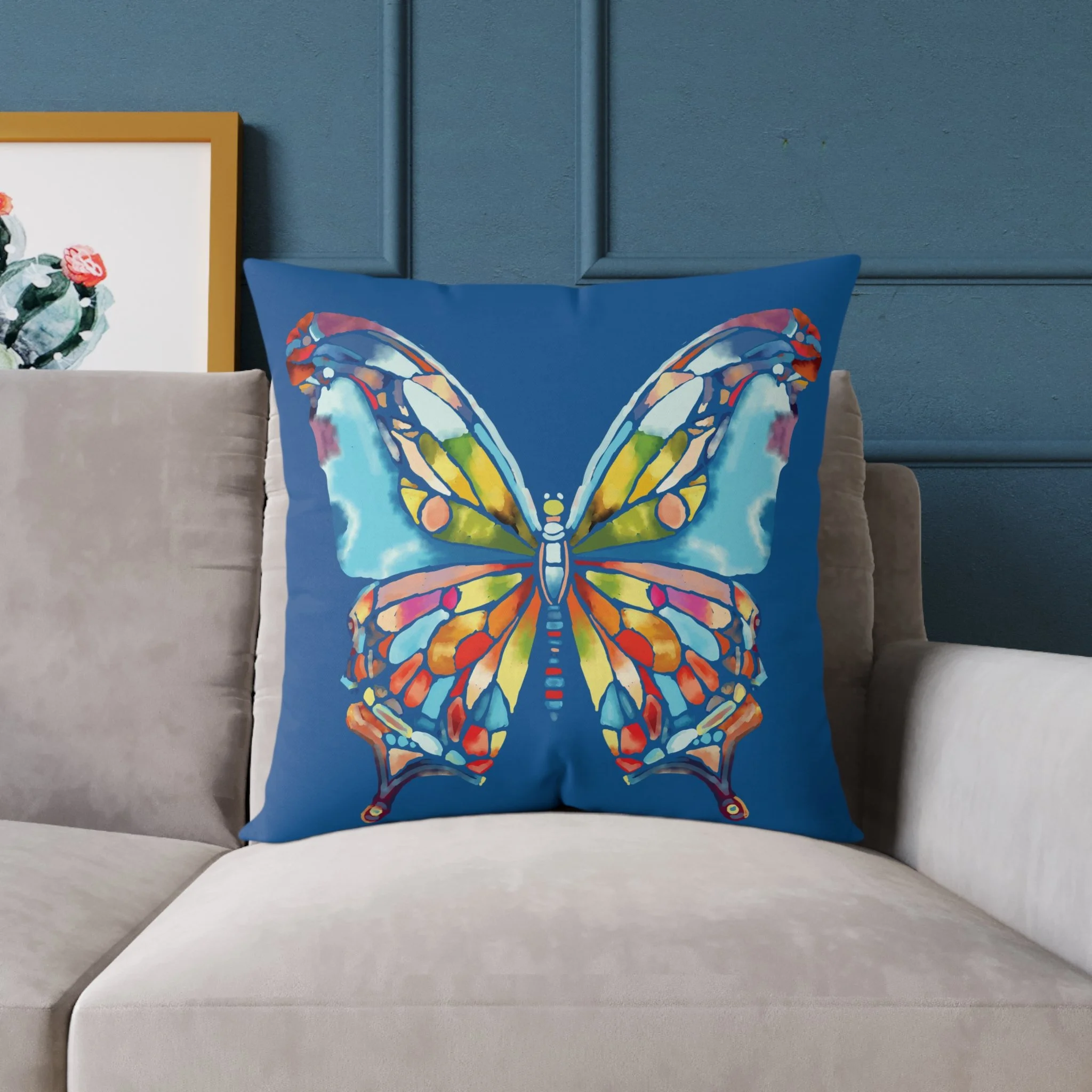 24" Watercolor Butterfly throw pillow