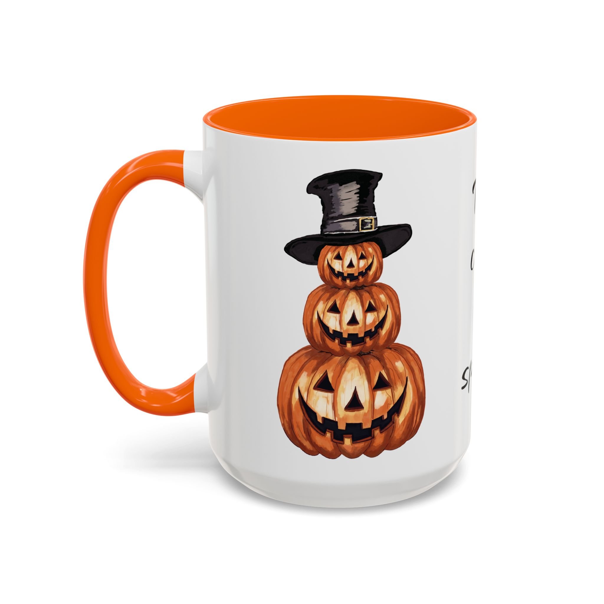 Halloween Jack O' Lantern Two Tone Ceramic Mug 15oz- Orange
