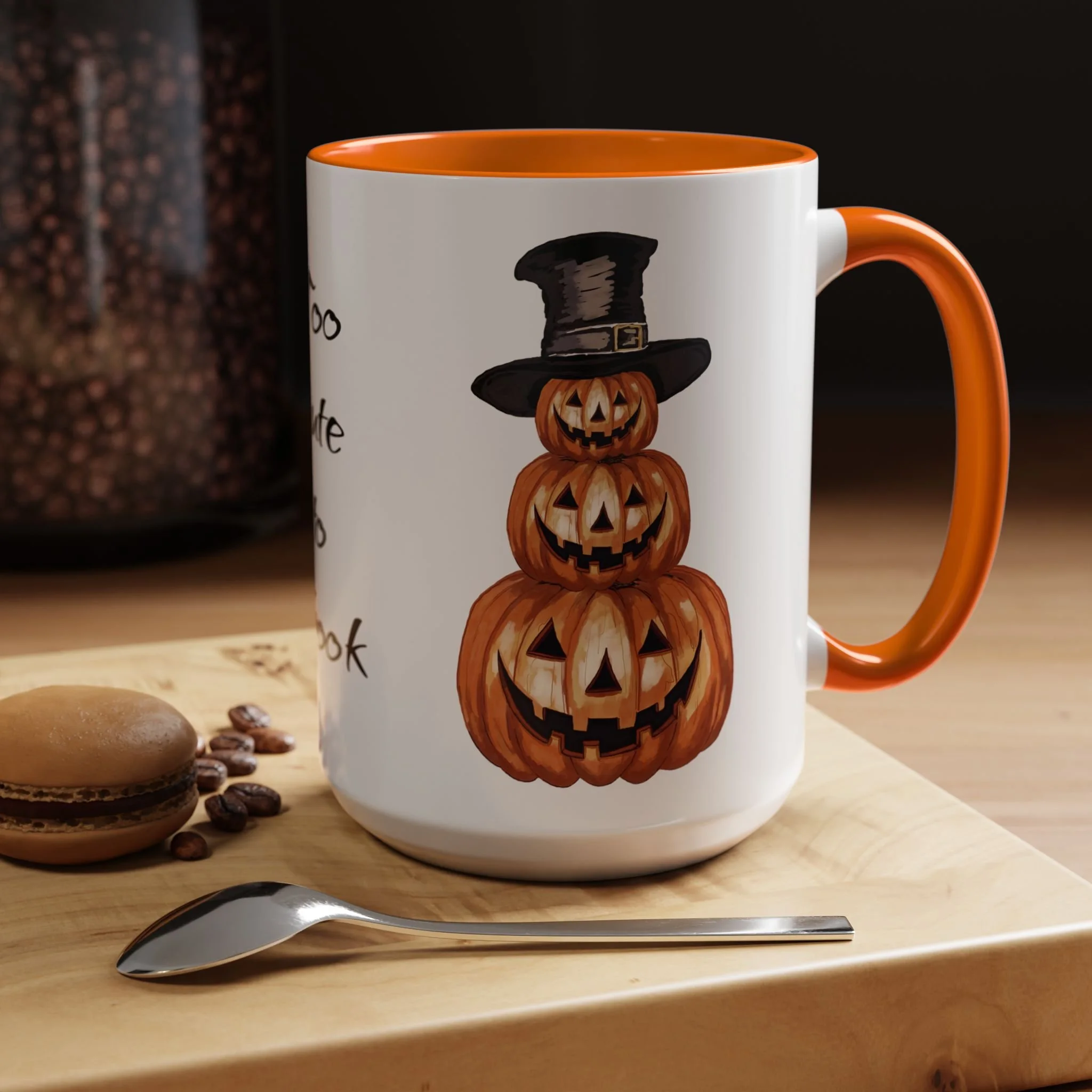 Halloween Jack O' Lantern Two Tone Ceramic Mug 15oz- Orange