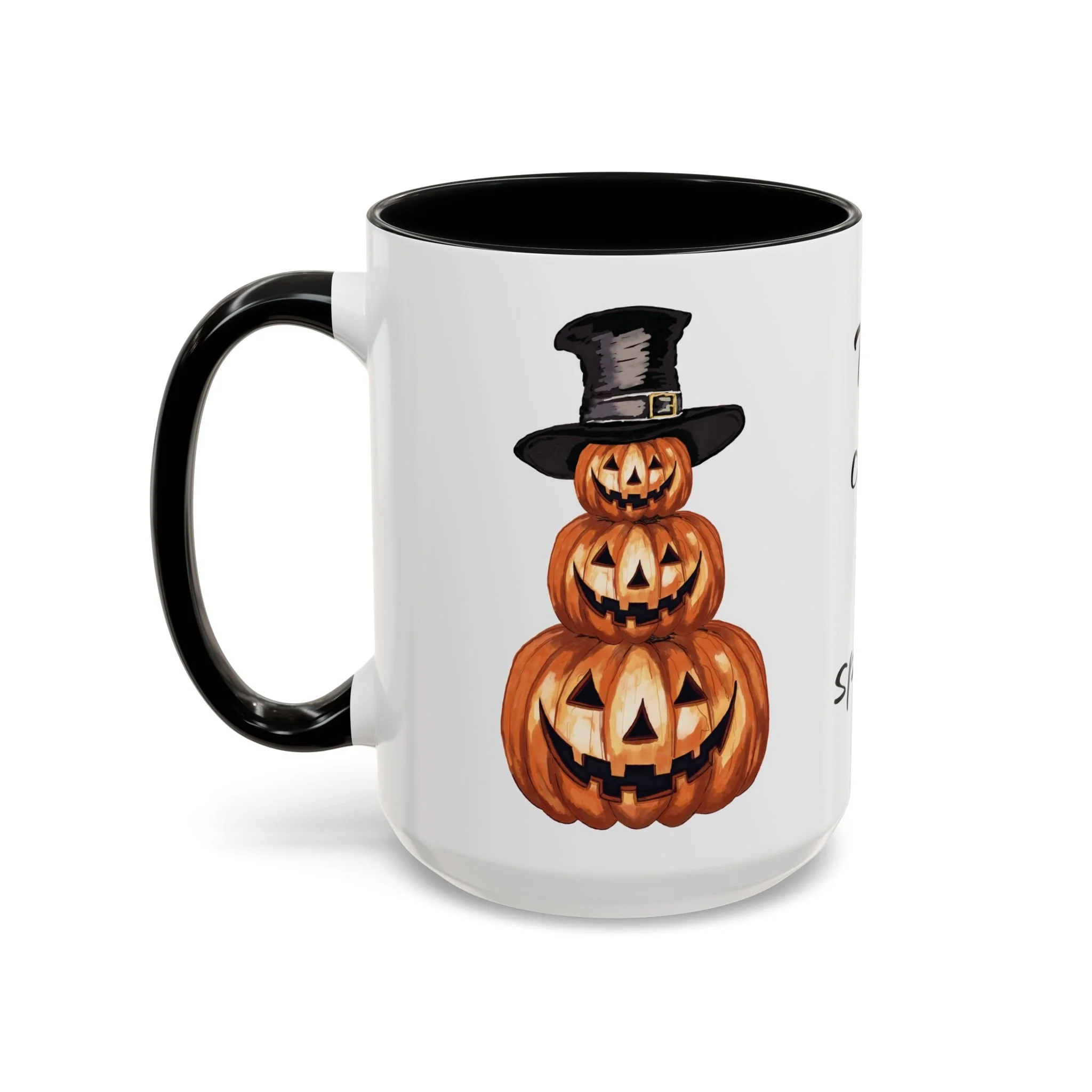 Halloween Jack O' Lantern Two Tone Ceramic Mug 15oz- Black