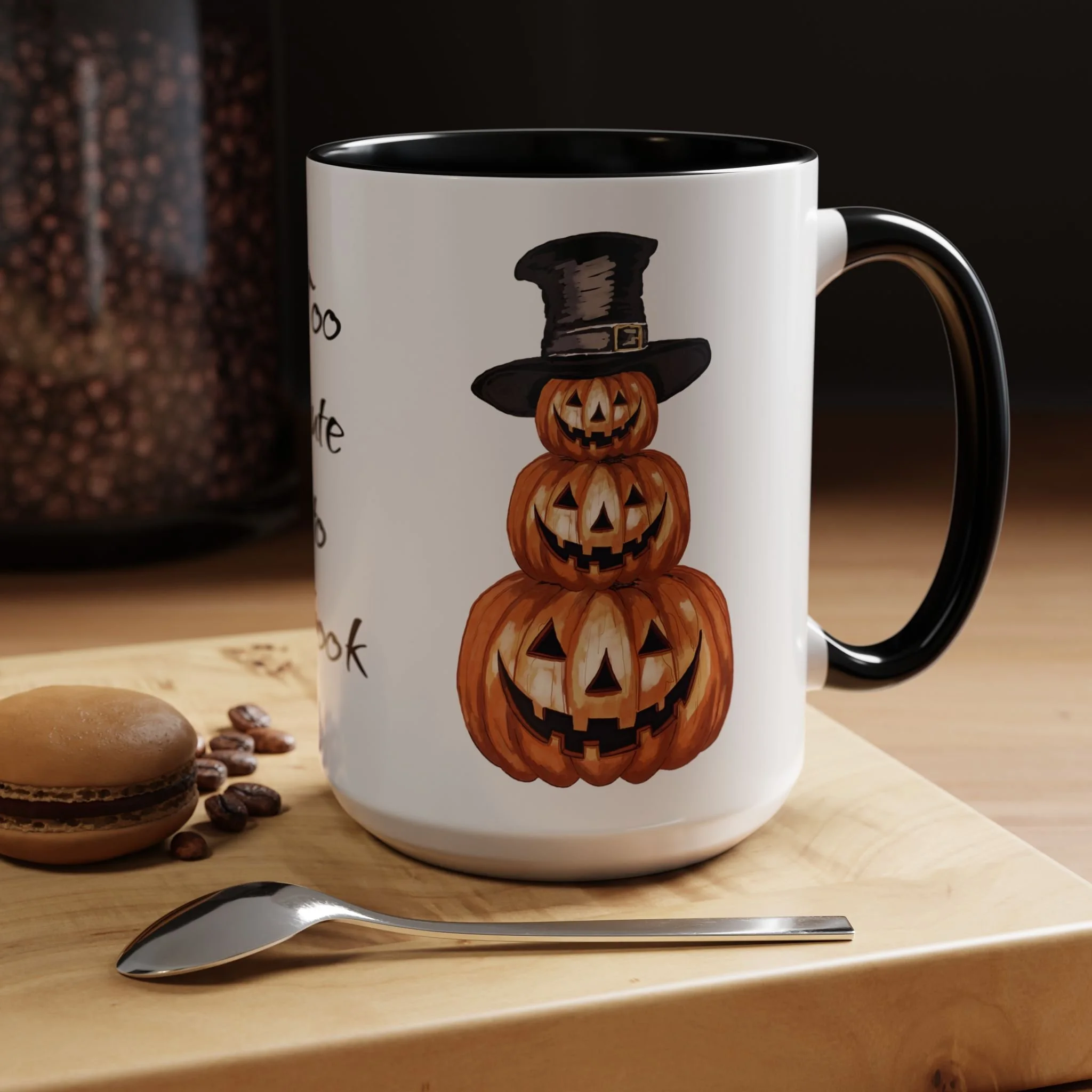 Halloween Jack O' Lantern Two Tone Ceramic Mug 15oz- Black