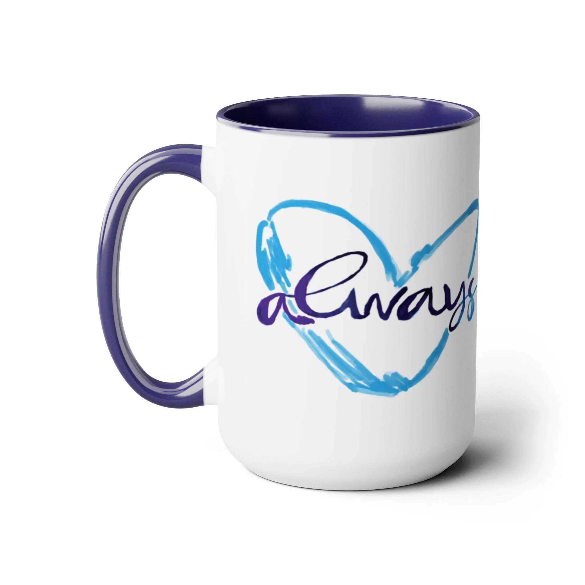 Always Heart Two-Tone Ceramic Mugs Navy blue 15oz