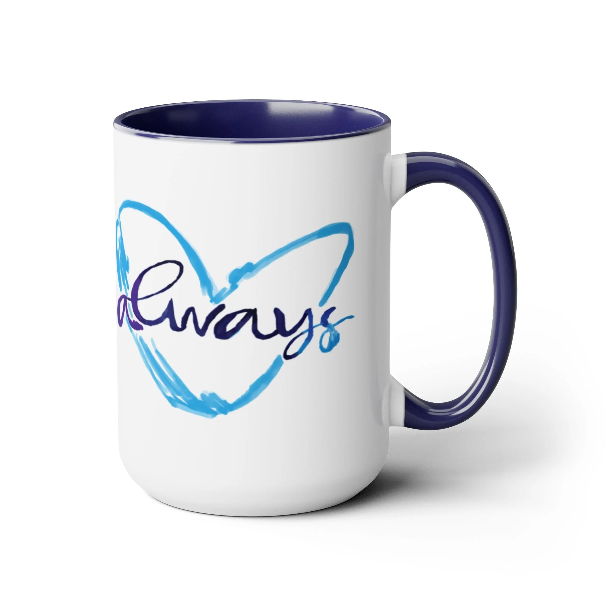 Watercolor Heart mug 15oz blue