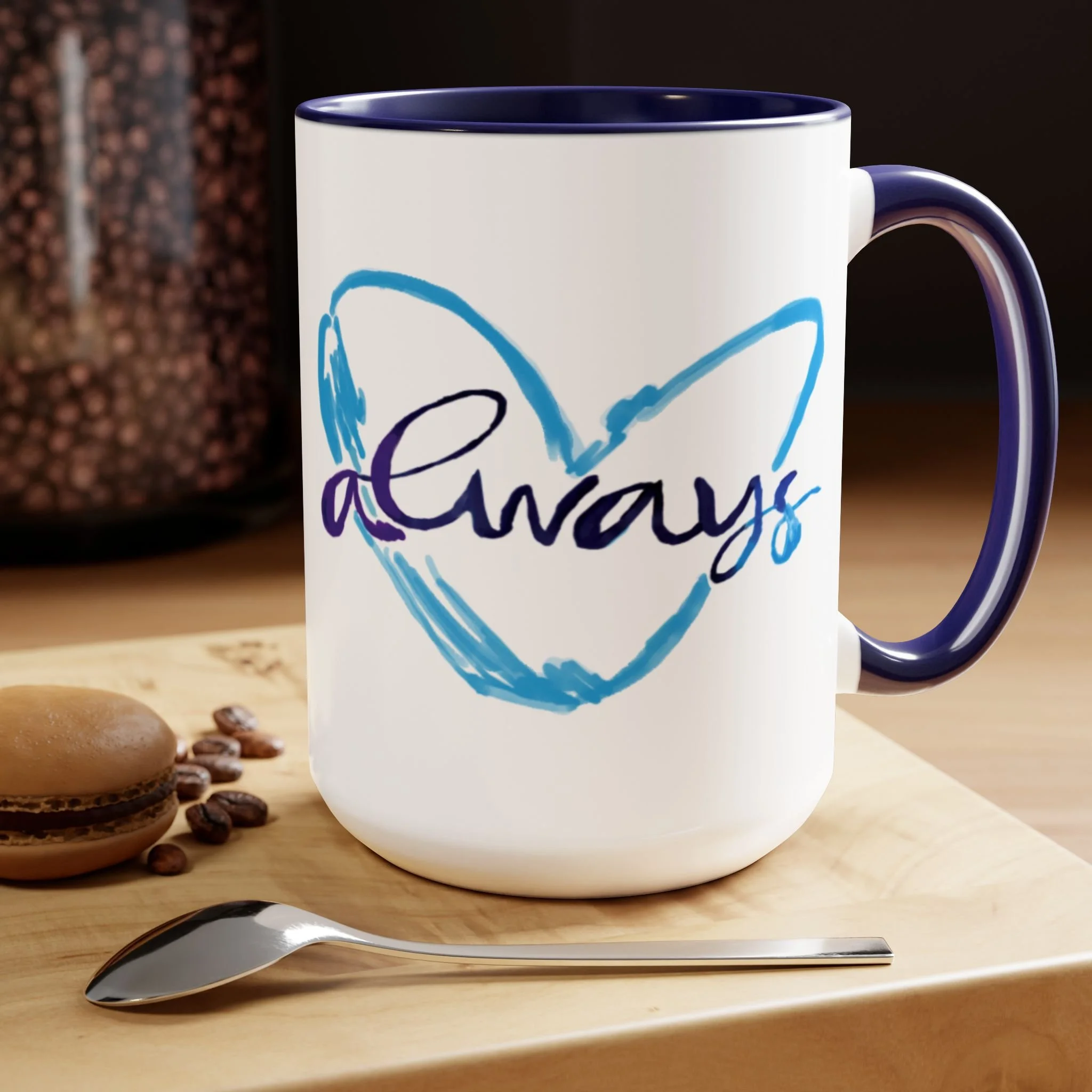 Always Heart Two-Tone Ceramic Mugs Navy blue 15oz
