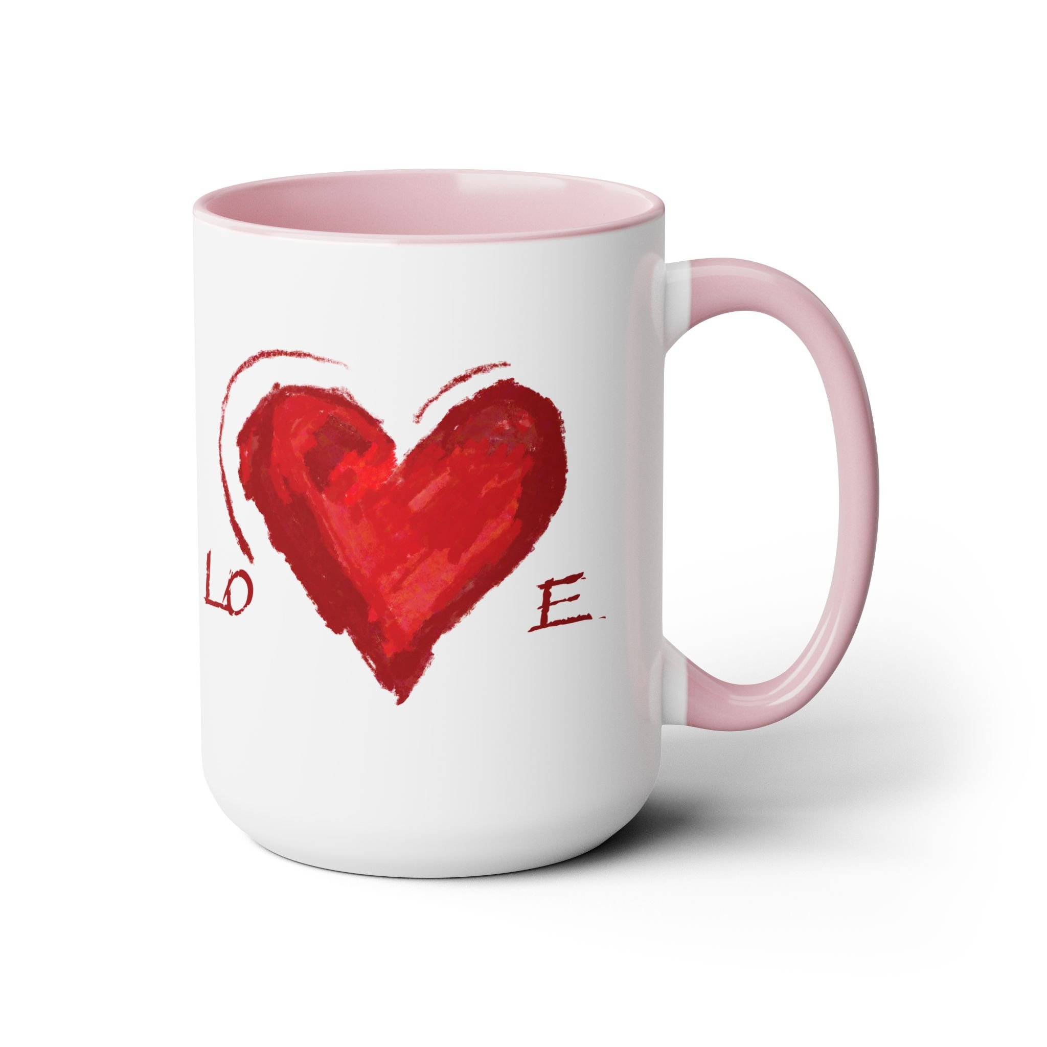 Love Hearts Two Tone Ceramic Coffee Mug 15oz Pink
