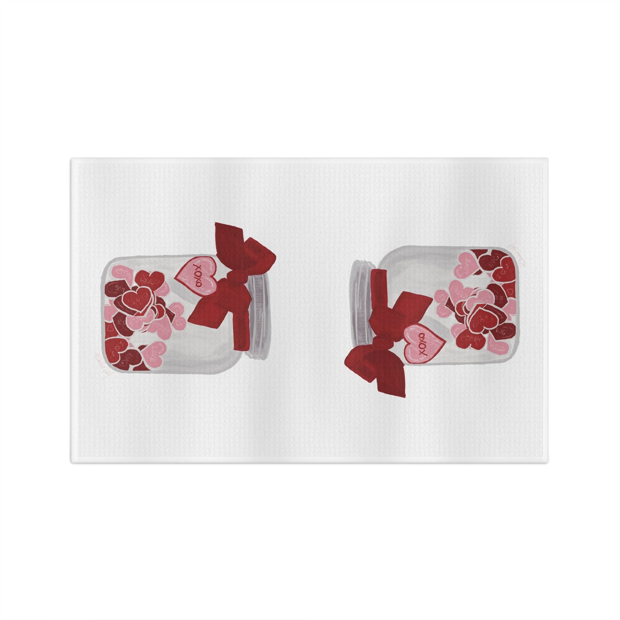 Jar of Hearts Microfiber Waffle Kitchen Towel 16" x 25"