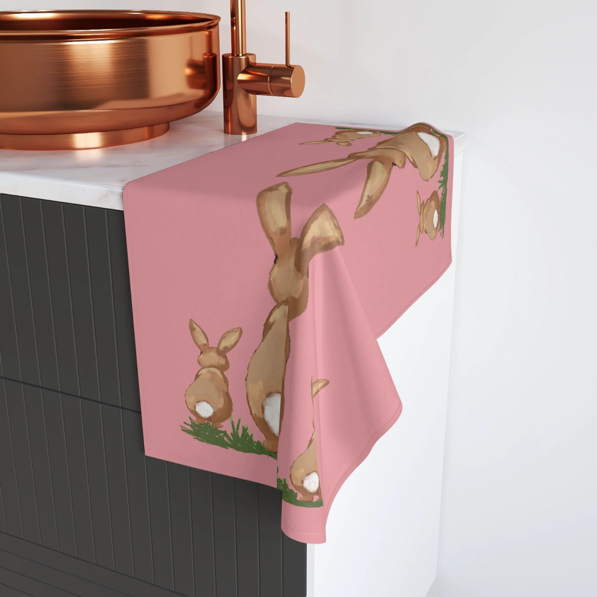 Easter Bunny Love Cotton Kitchen Hand Towel 16" x 28"