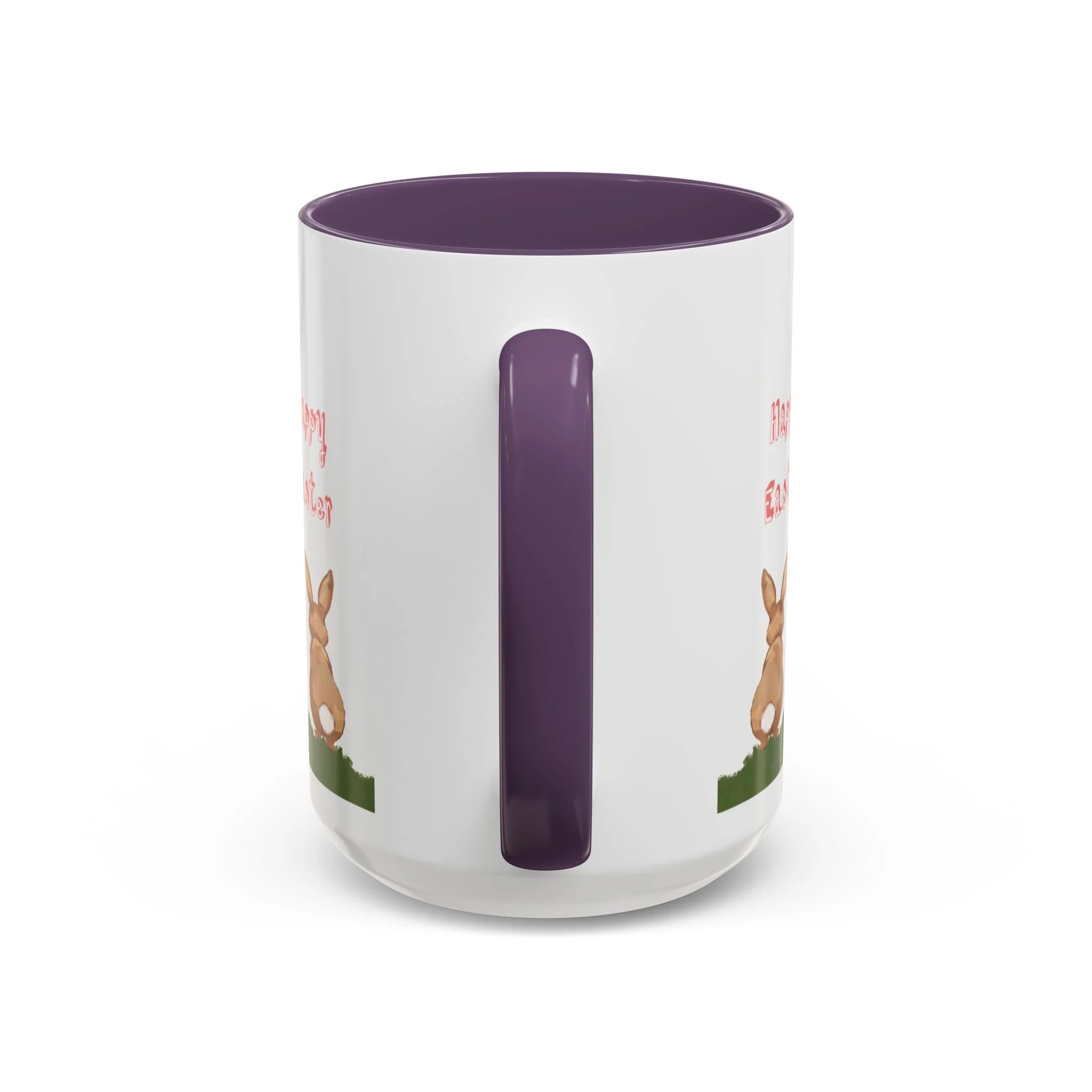 Bunny Love Easter Cross Ceramic Coffee Mug purple 15oz