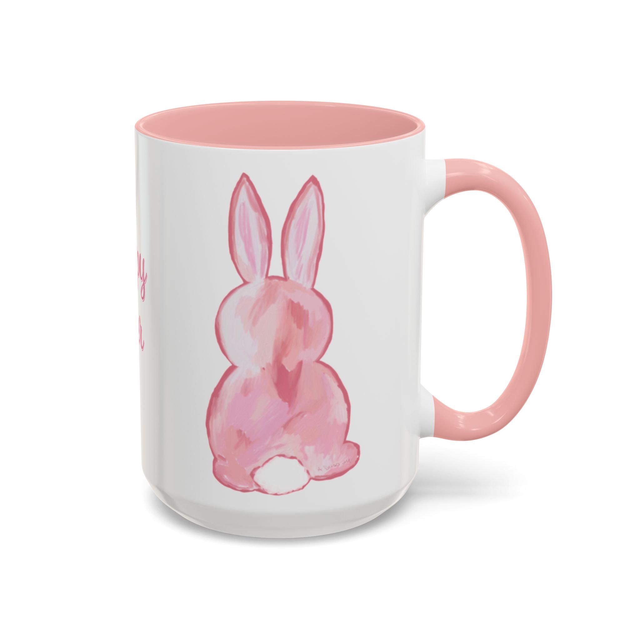 Easter Bunny Two Tone Ceramic Coffee Mugs 15oz Pink