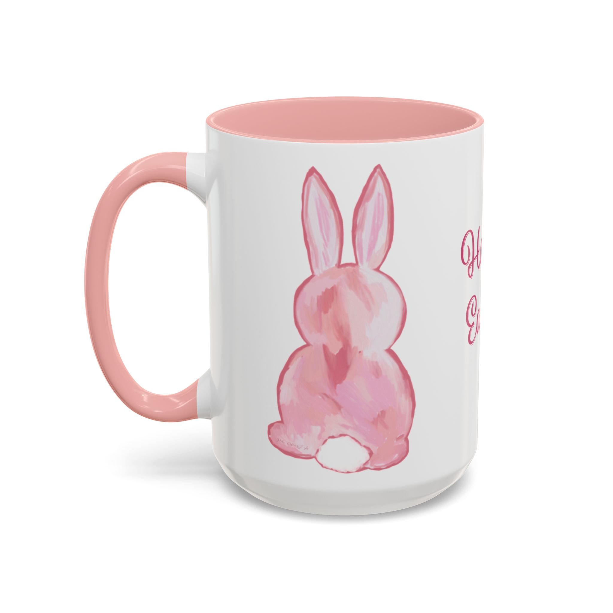 Easter Bunny Two Tone Ceramic Coffee Mugs 15oz Pink