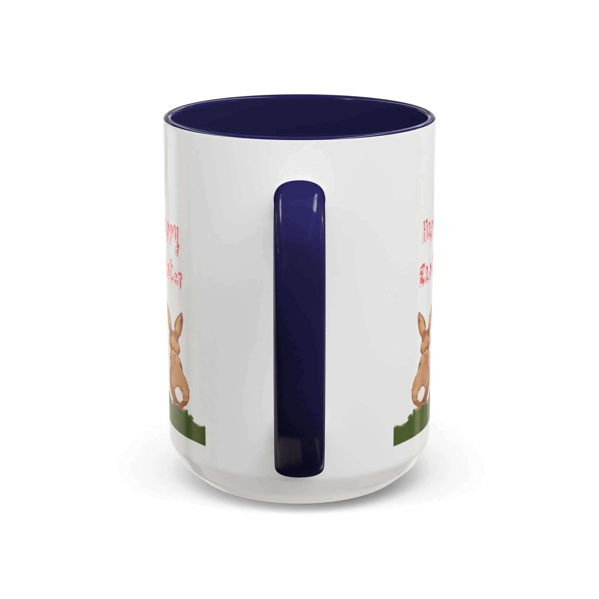 Bunny Love Easter Cross Ceramic Coffee Mug Navy 15oz