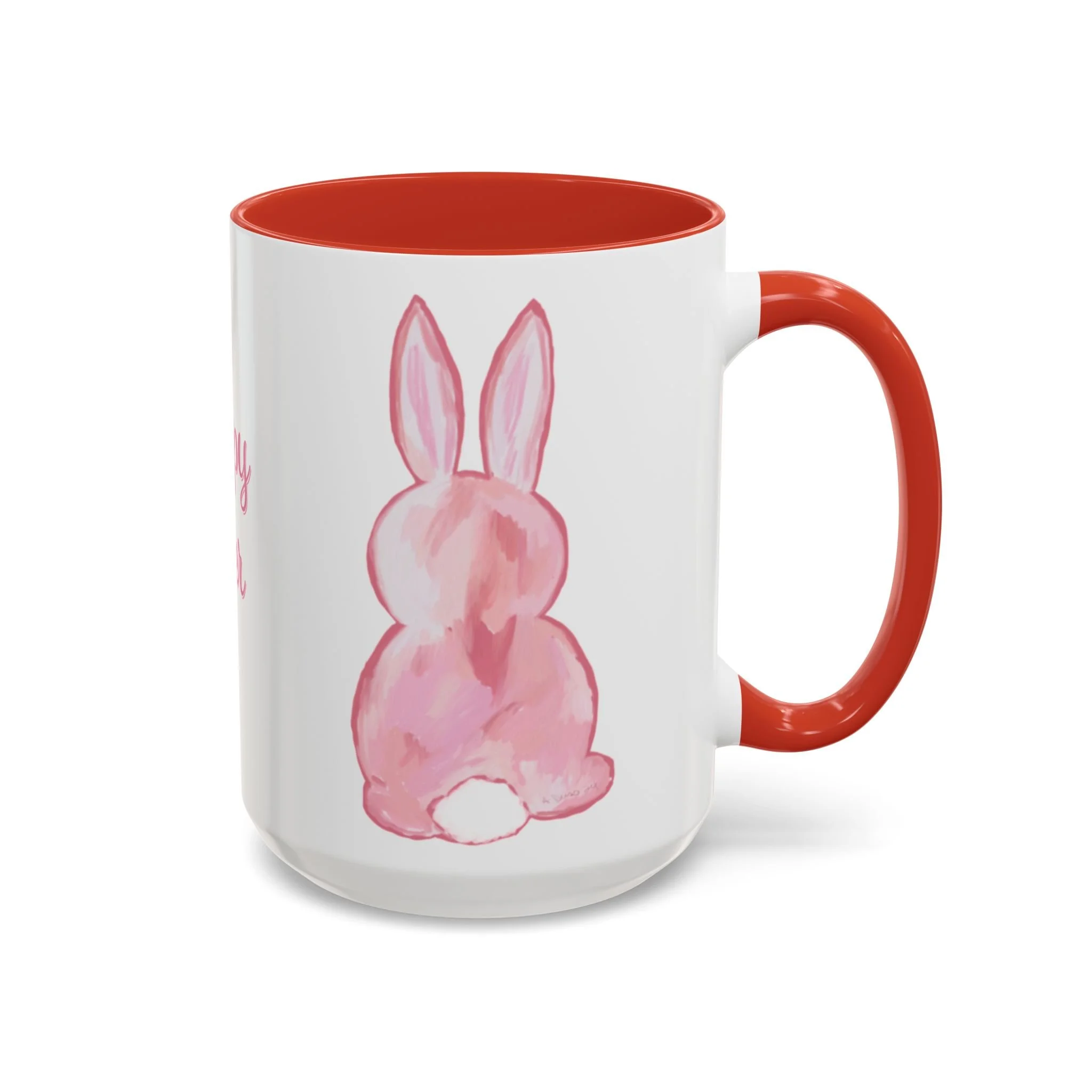 Easter Bunny Two Tone Ceramic Coffee Mugs 15oz Red