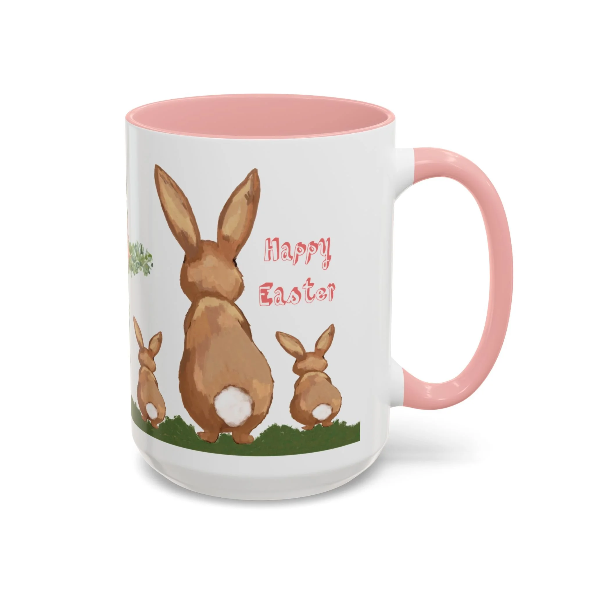 Bunny Love Easter Cross Ceramic Coffee Mug Pink 15oz