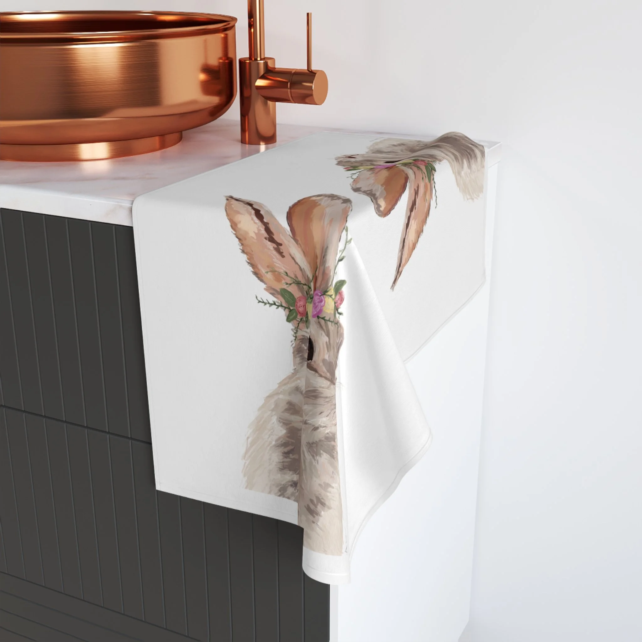 Floral Bunny Polyester Cotton Hand Towel