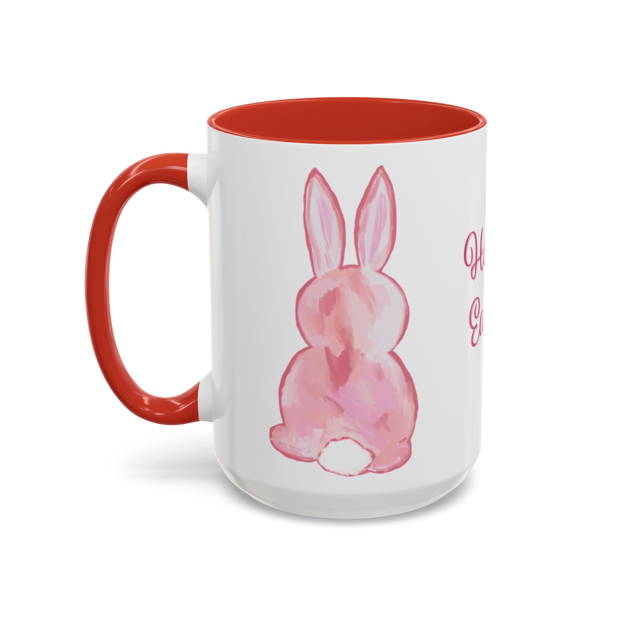 Easter Bunny Two Tone Ceramic Coffee Mugs 15oz Red