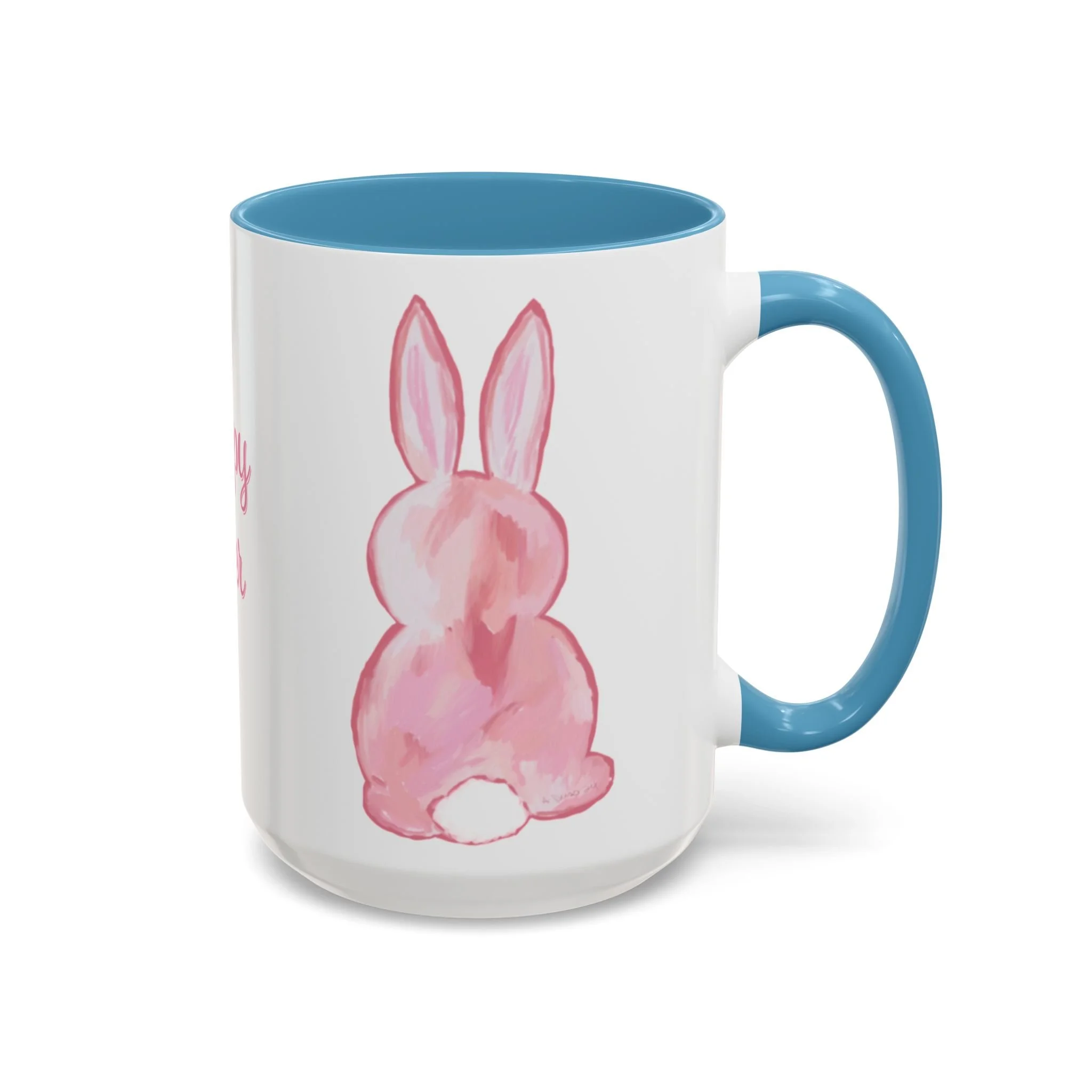 Easter Bunny Two Tone Ceramic Coffee Mugs 15oz Light Blue