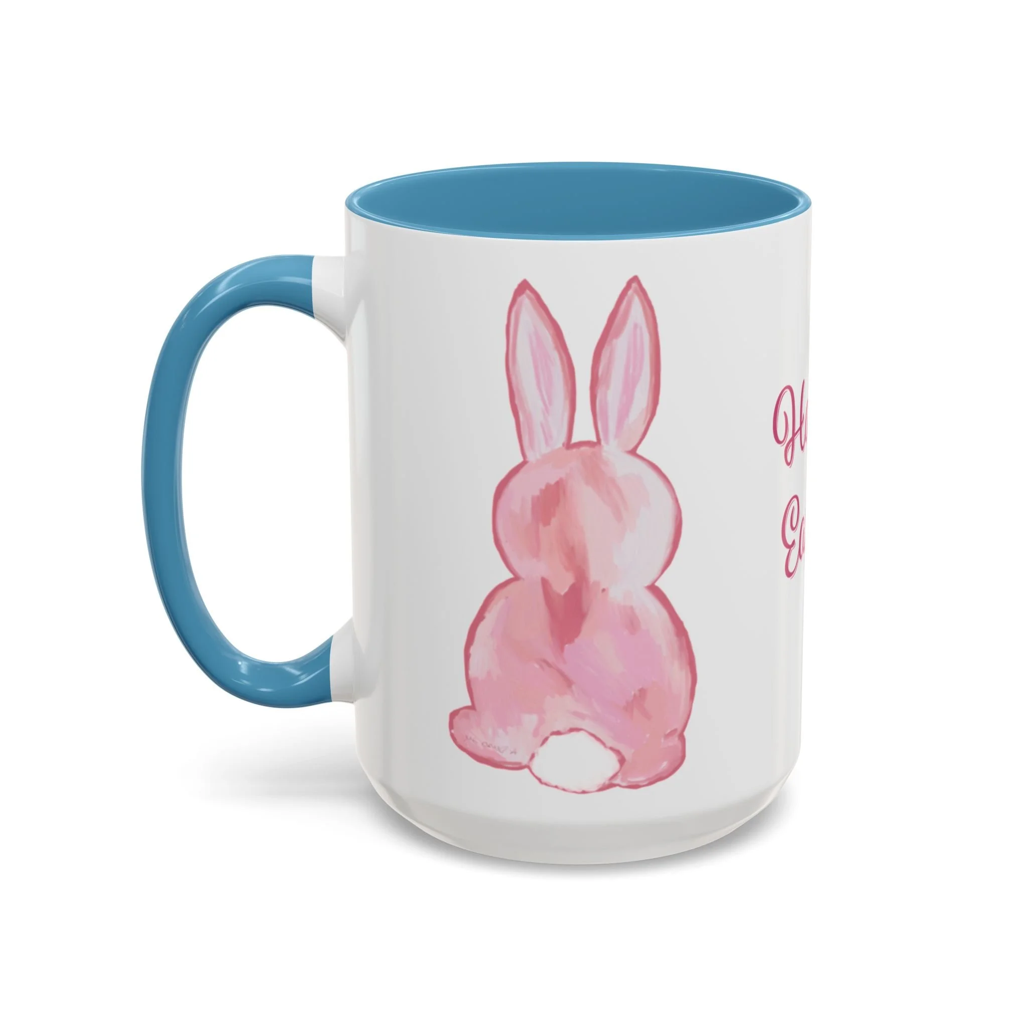Easter Bunny Two Tone Ceramic Coffee Mugs 15oz Light Blue