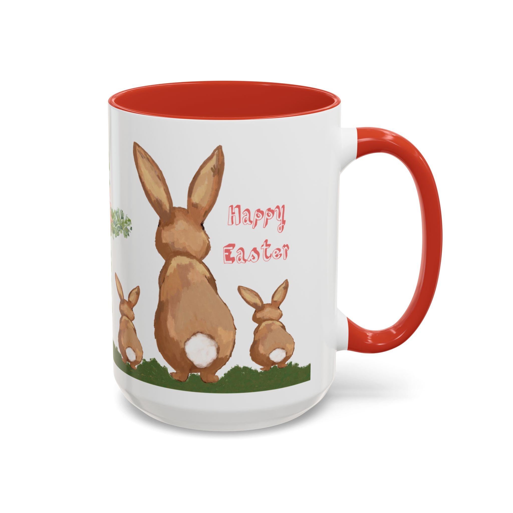 Bunny Love Easter Cross Ceramic Coffee Mug Red 15oz