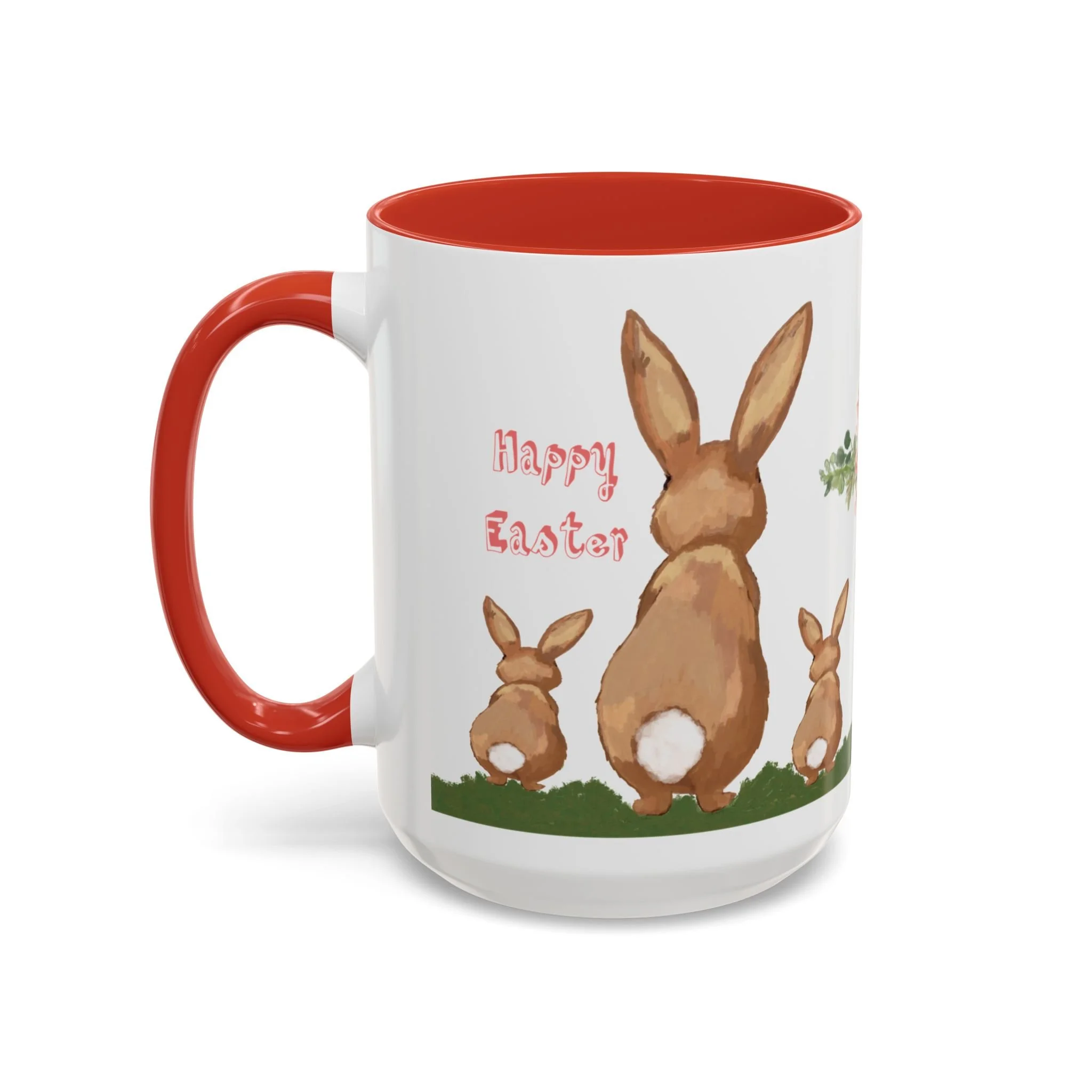 Bunny Love Easter Cross Ceramic Coffee Mug Red 15oz