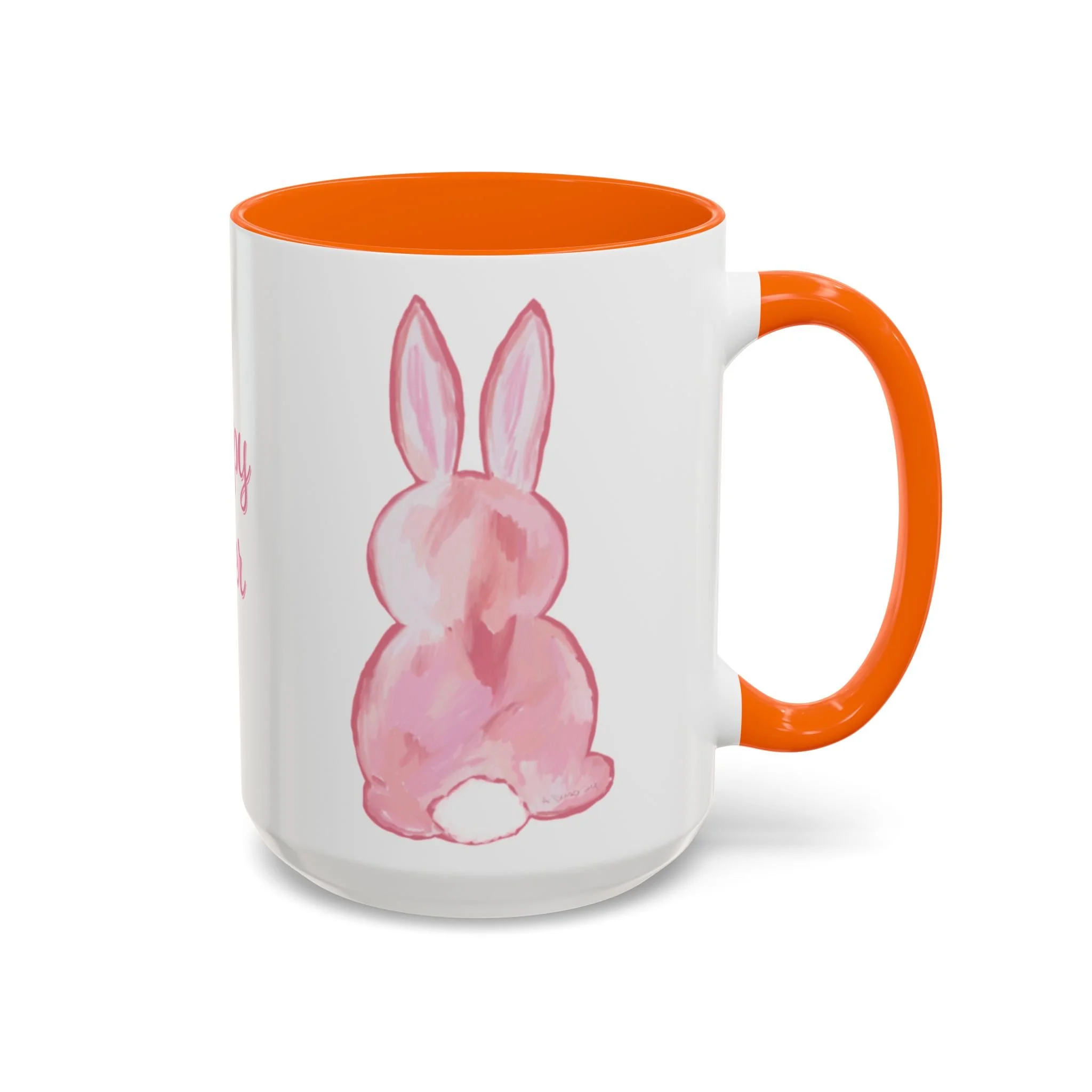 Easter Bunny Two Tone Ceramic Coffee Mugs 15oz Orange