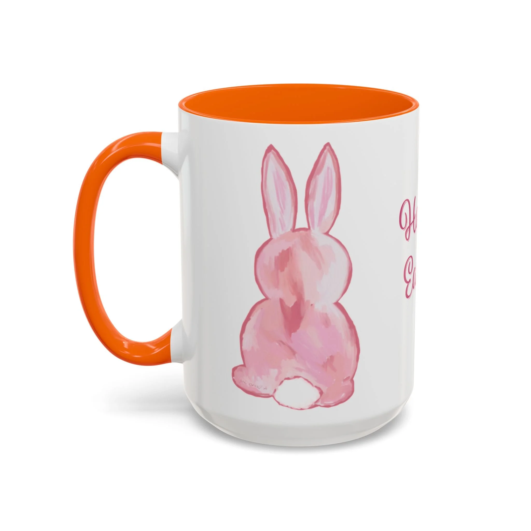 Easter Bunny Two Tone Ceramic Coffee Mugs 15oz Orange