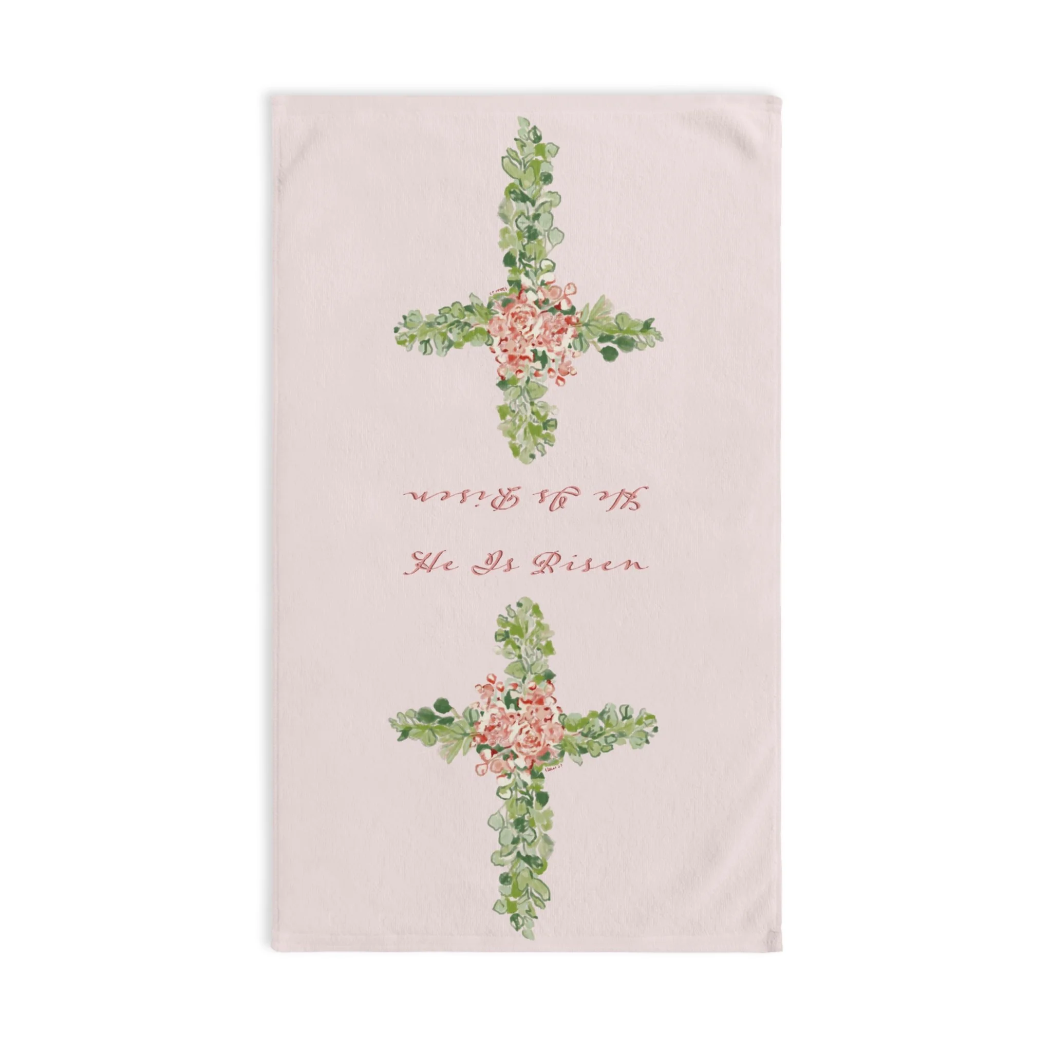 He Is Risen Floral Cross Hand Towel