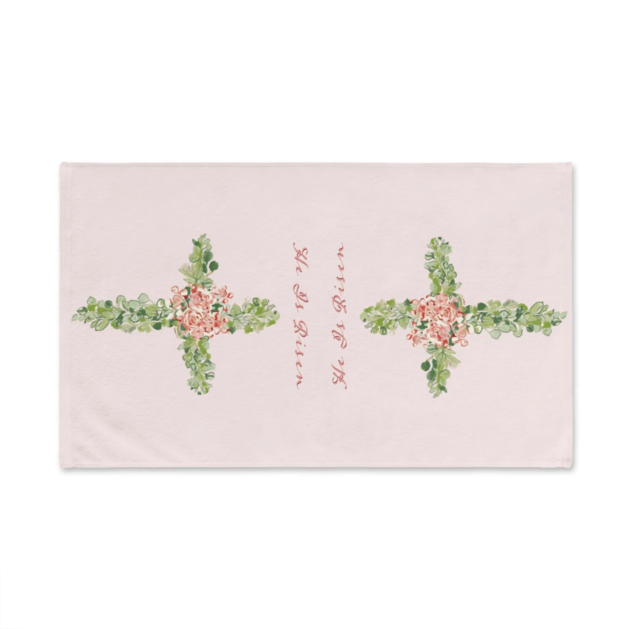 He Is Risen Floral Cross Hand Towel 16" x 28"