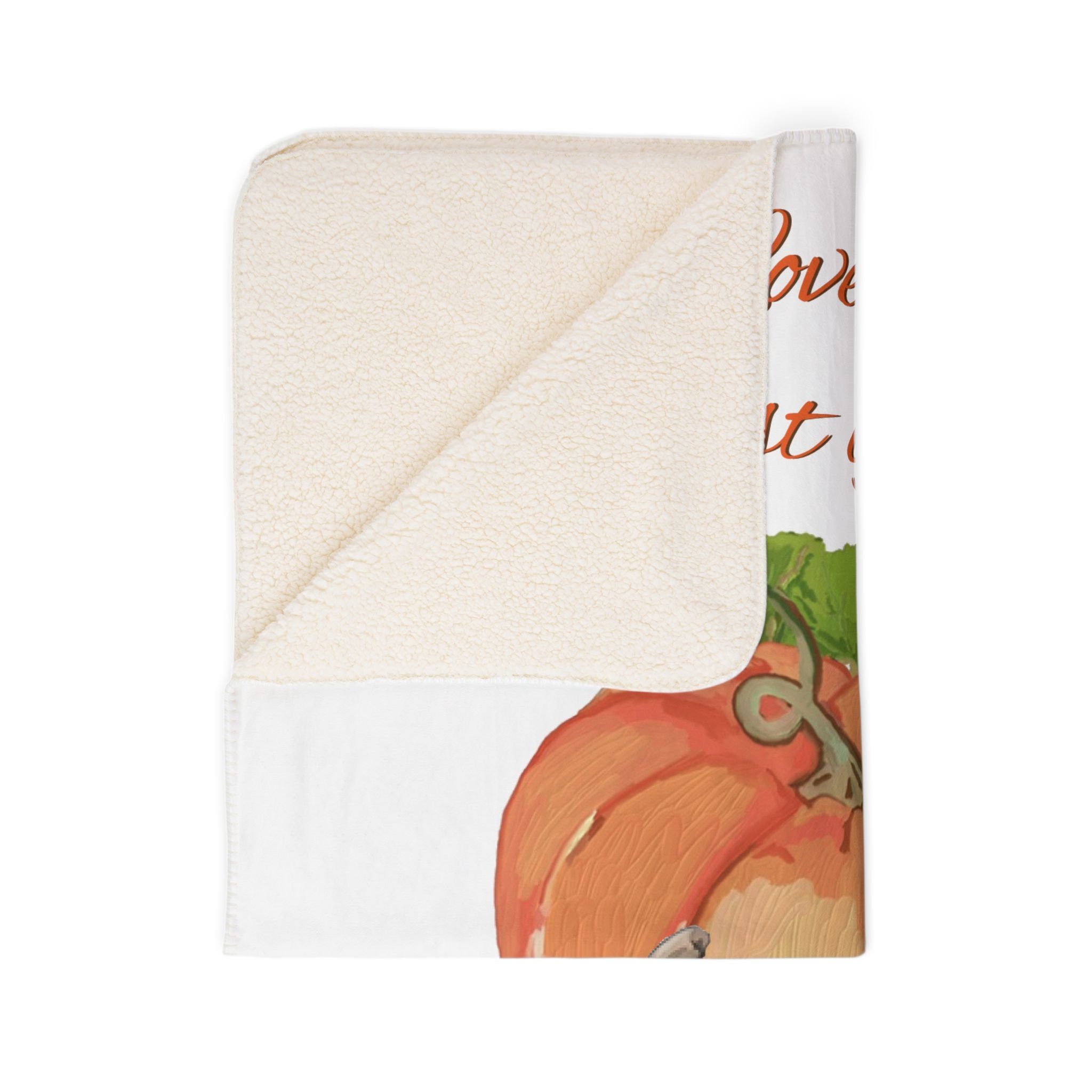 Fall Harvest Pumpkin Sherpa Blanket 50" x 60" folded