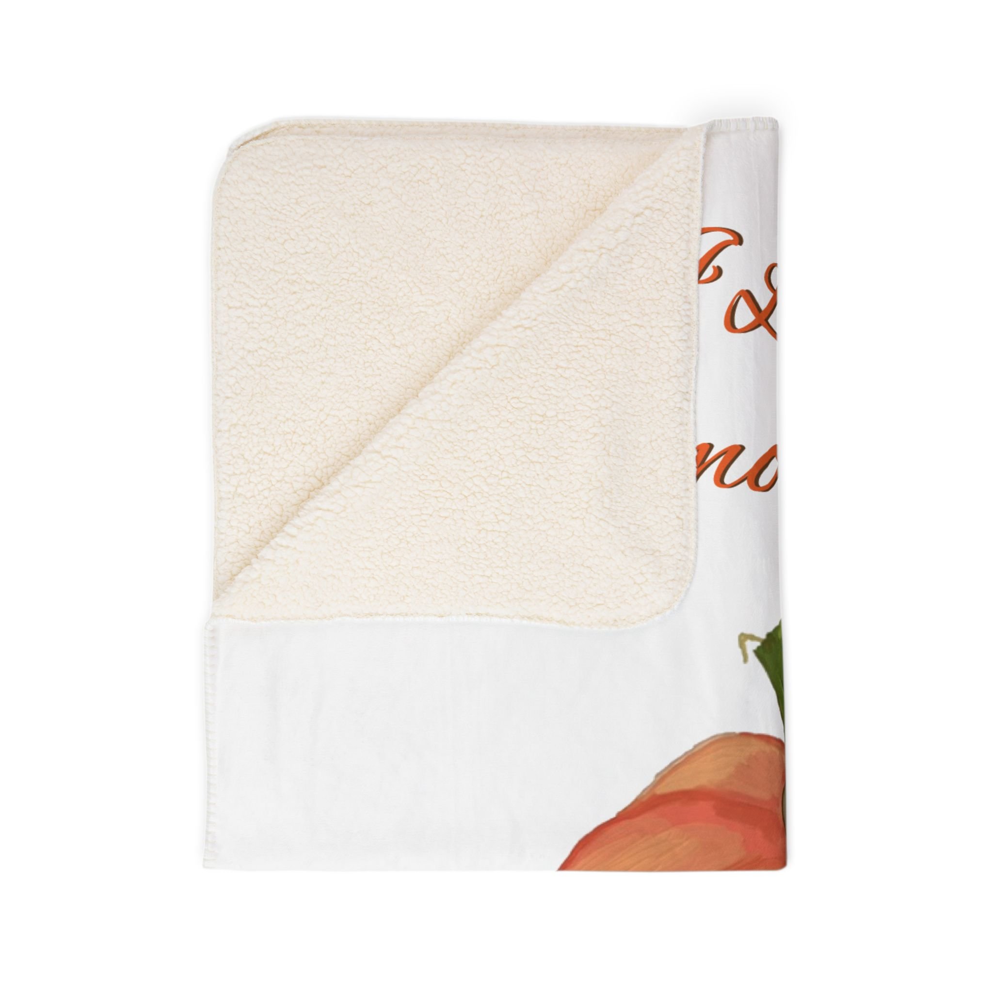 Fall Harvest Pumpkin Sherpa Blanket 60" x 80" folded