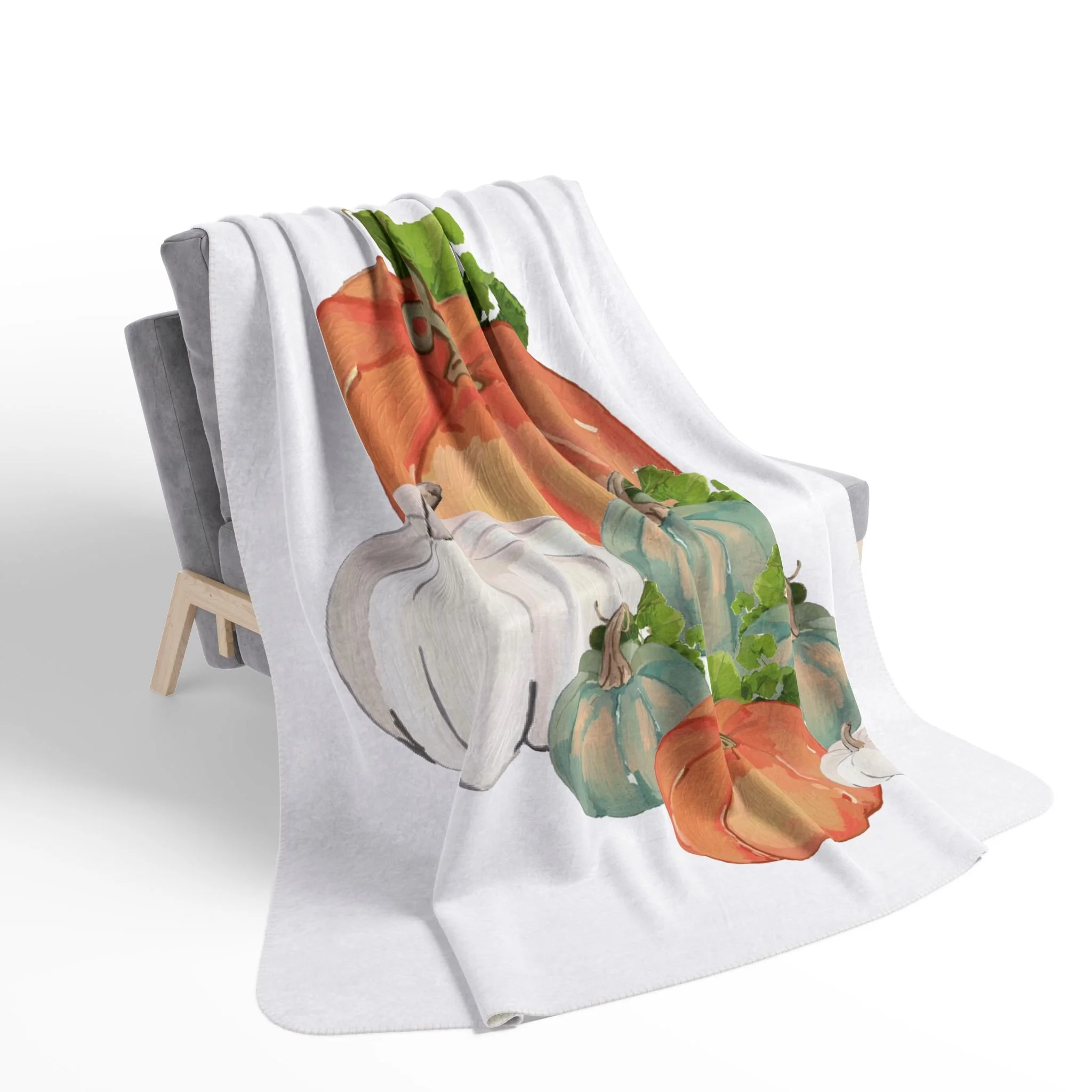 Fall Harvest Pumpkin Sherpa Blanket 60" x 80" lifestyle