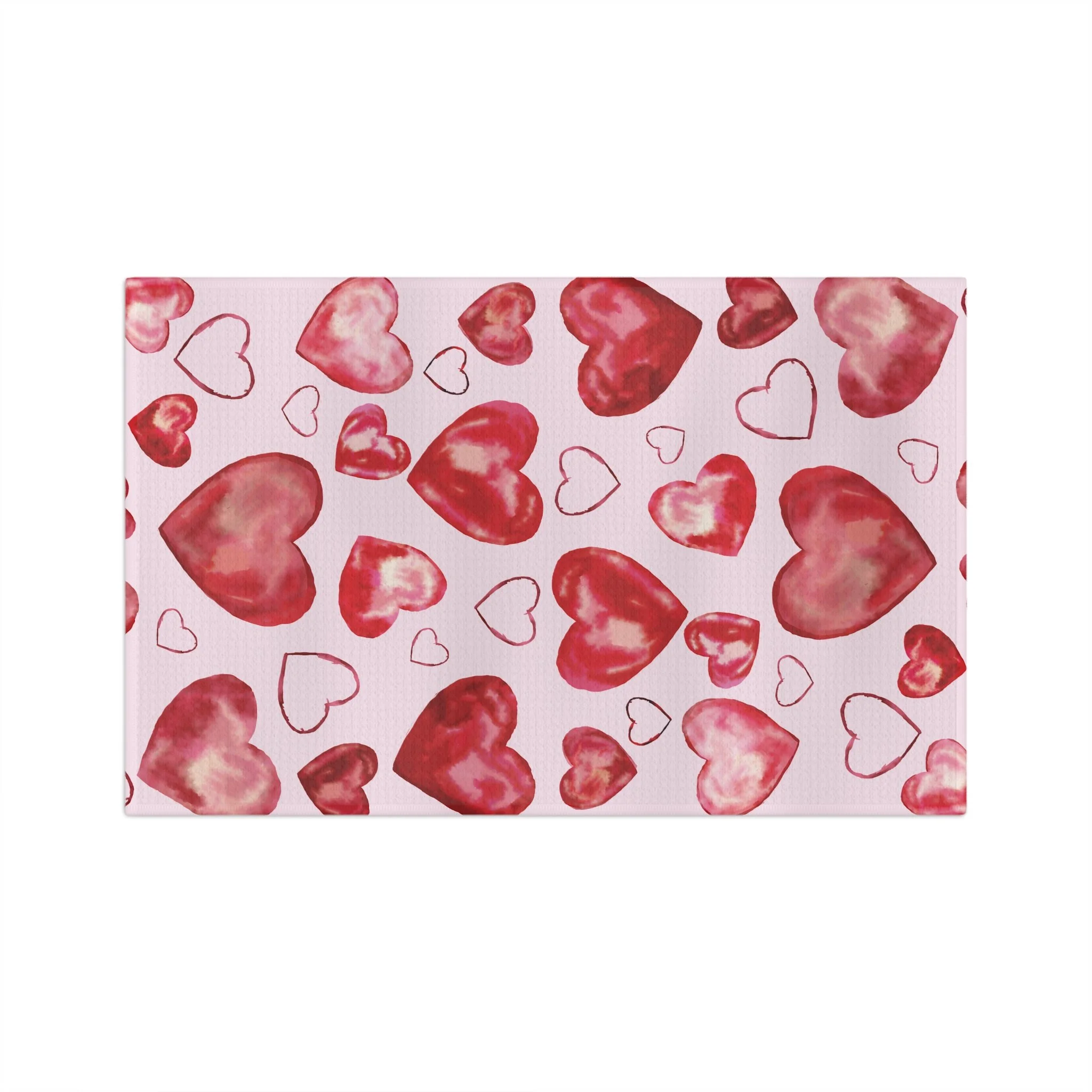 Valentine Watercolor Hearts Microfiber Waffle Kitchen Towel 16" x 25"