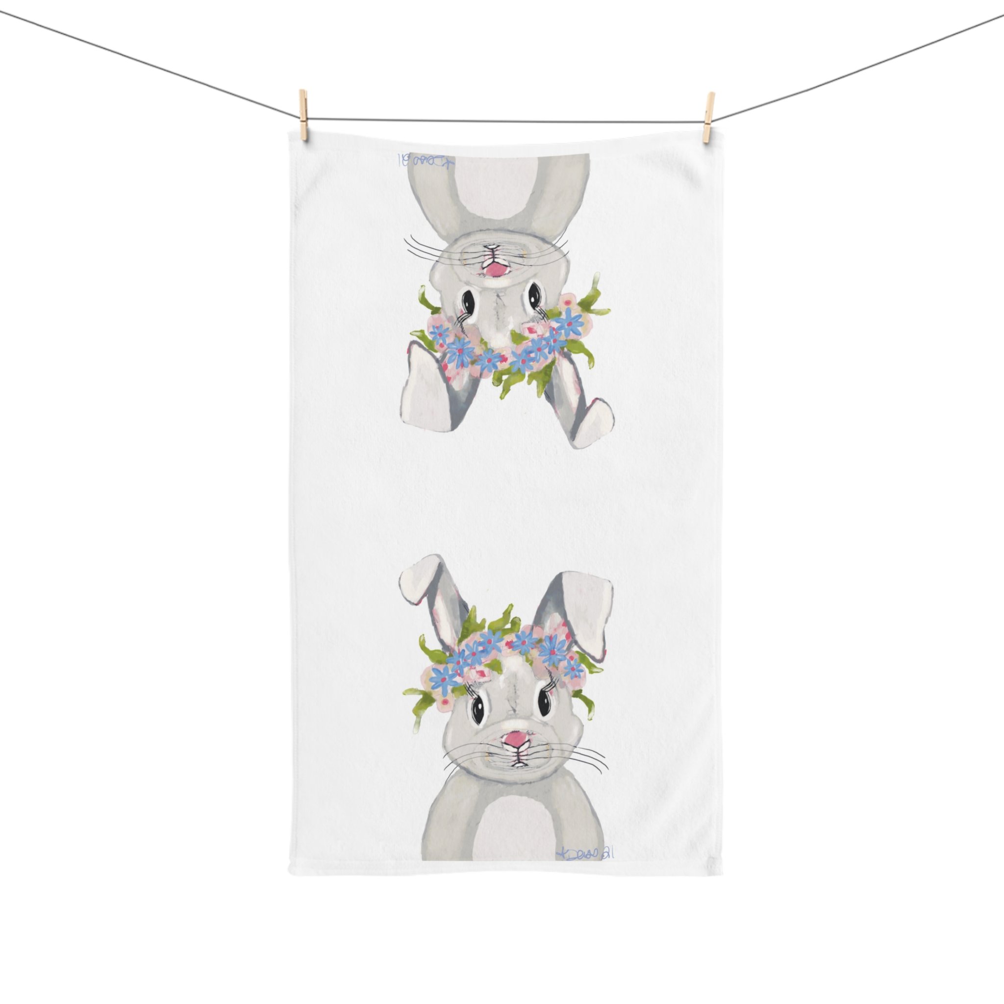 Hops A Lot Bunny Rabbit Poly Cotton Hand Towel