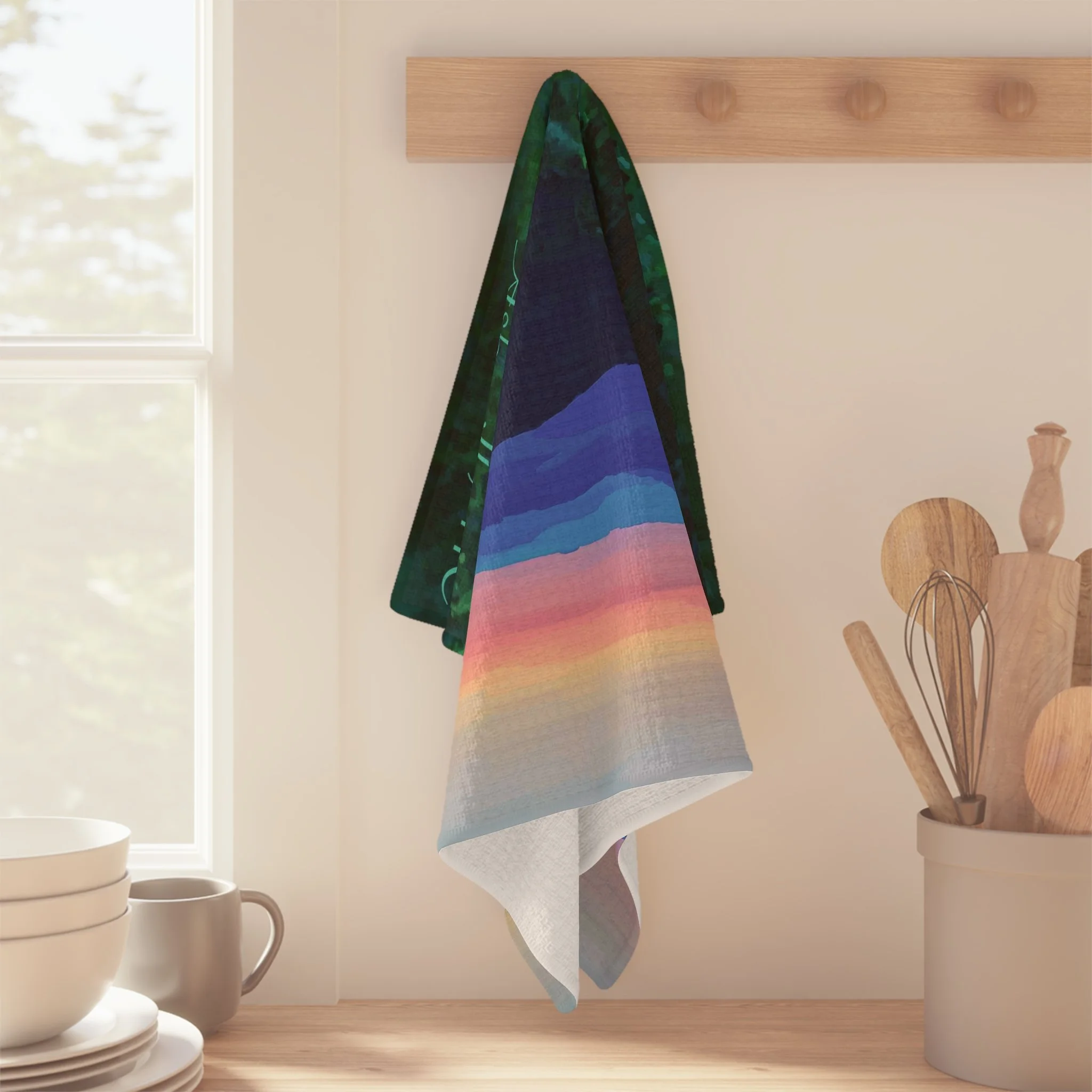 Asheville North Carolina Microfiber Waffle Kitchen Towel