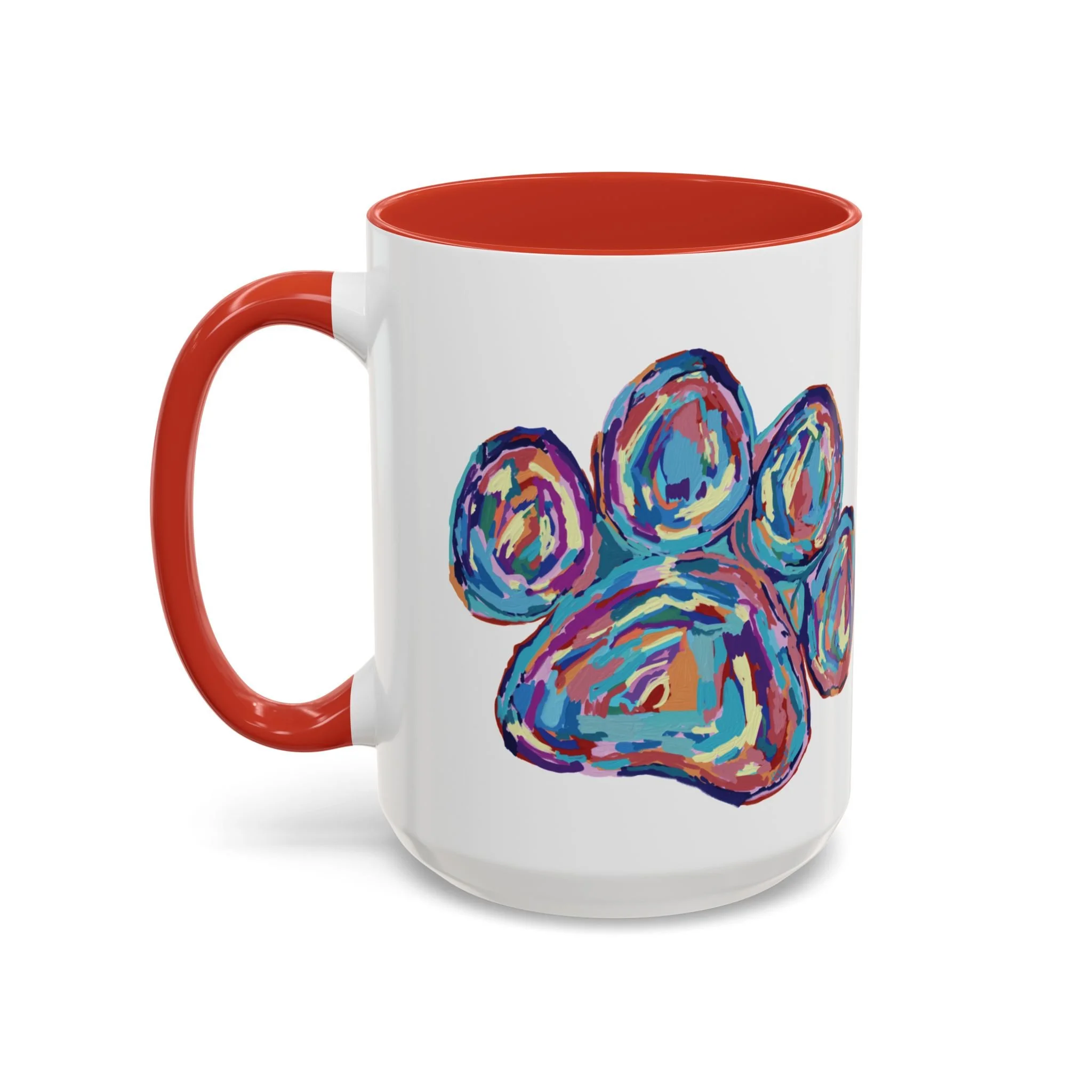 Paw Print Two Tone Ceramic Coffee Mugs Red