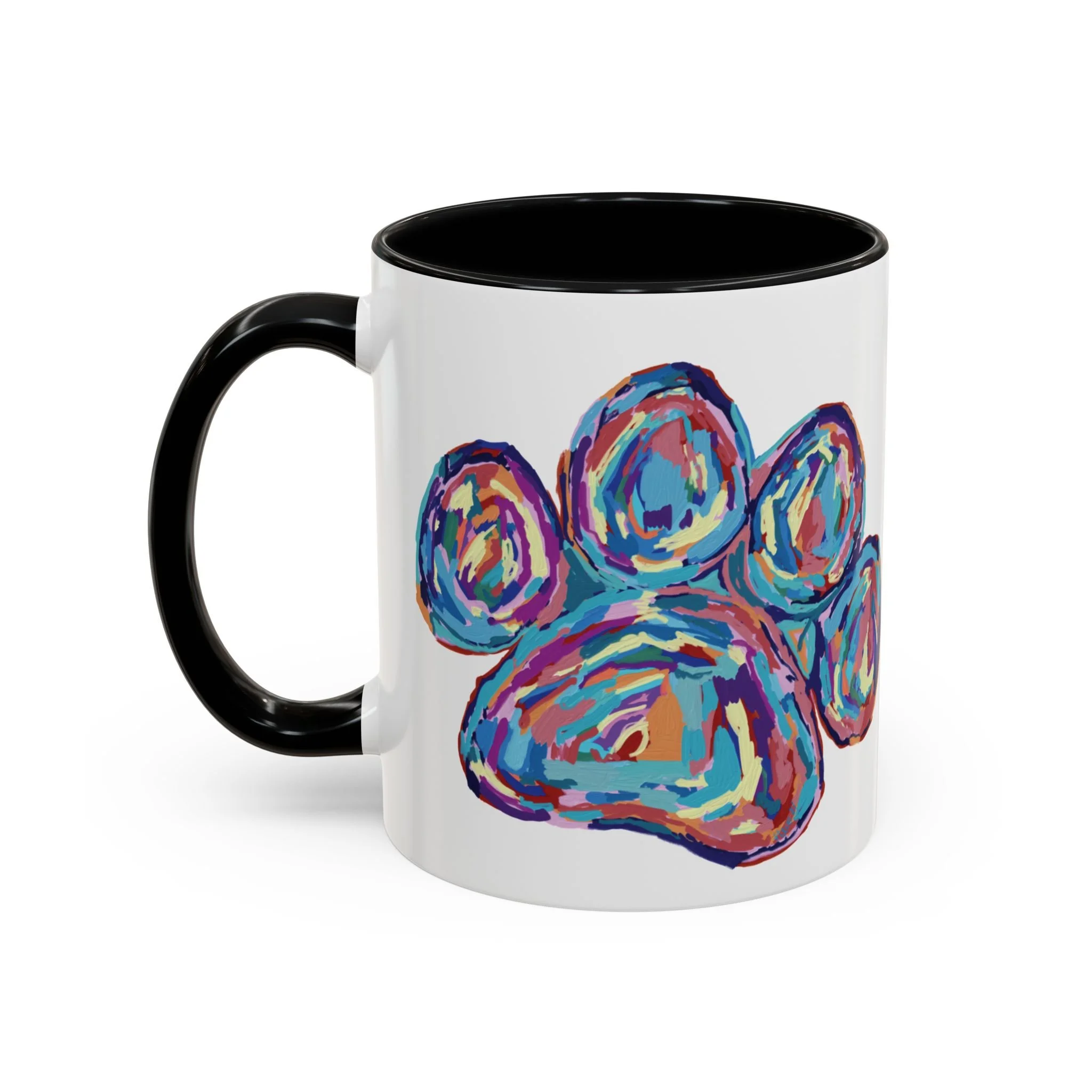 Paw Print Two Tone Ceramic Coffee Mugs black 11oz