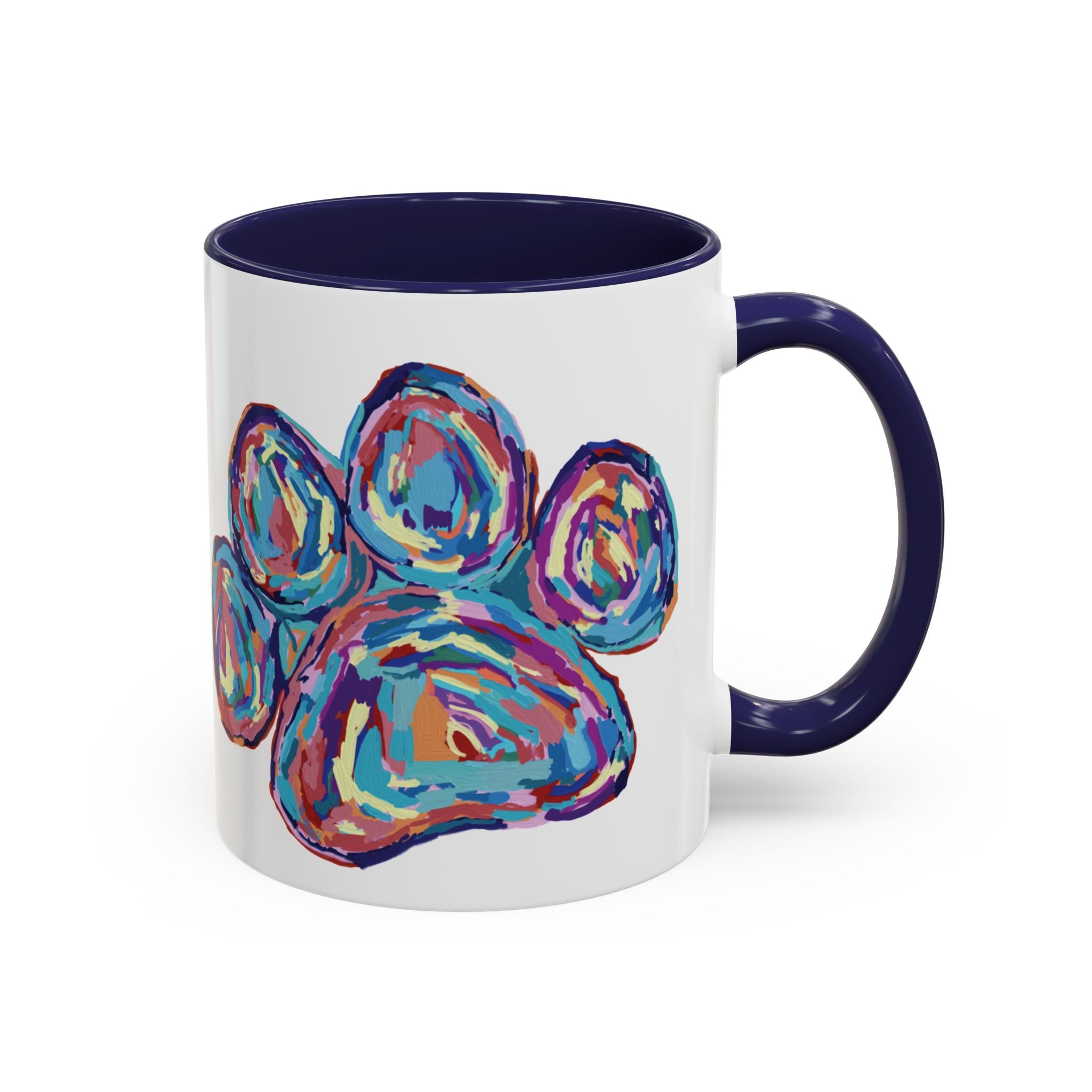 Paw Print Two Tone Ceramic Coffee Mugs Navy 11oz
