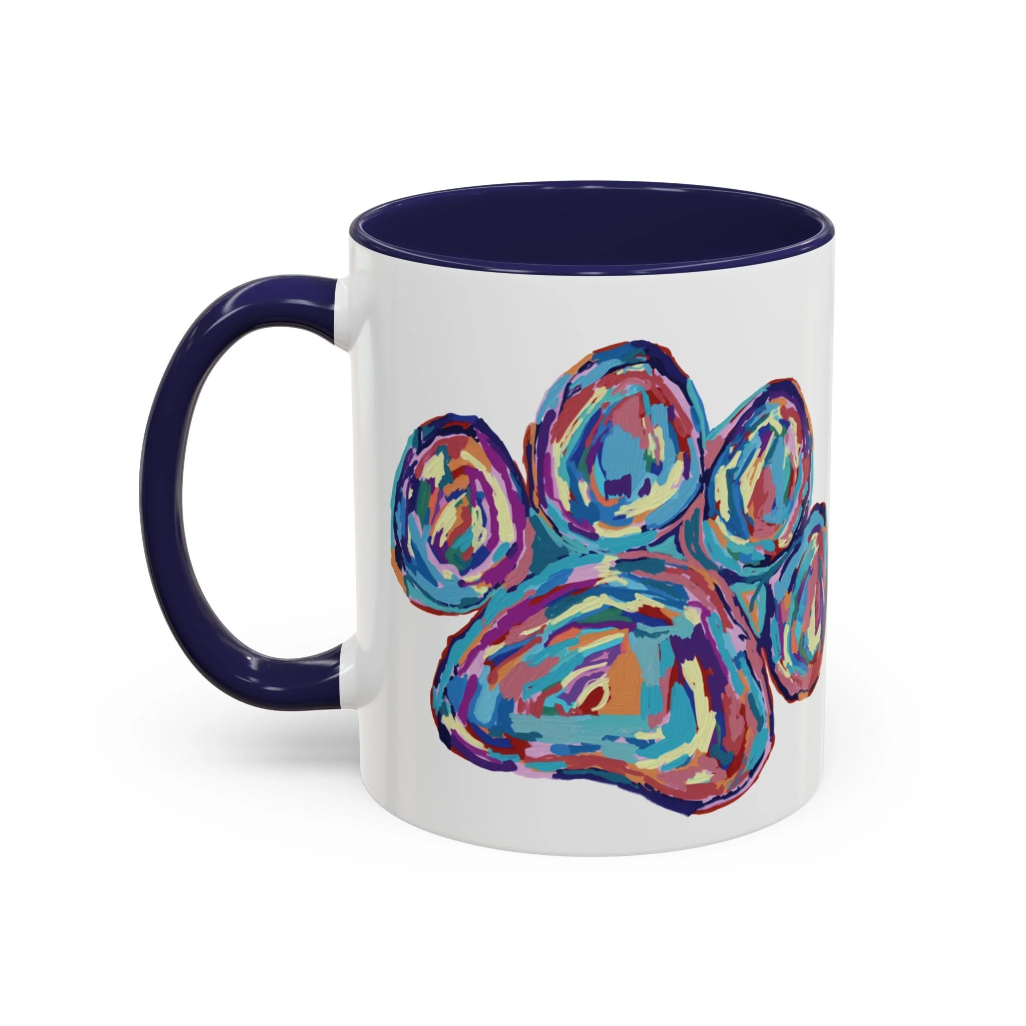 Paw Print Two Tone Ceramic Coffee Mugs Navy 11oz