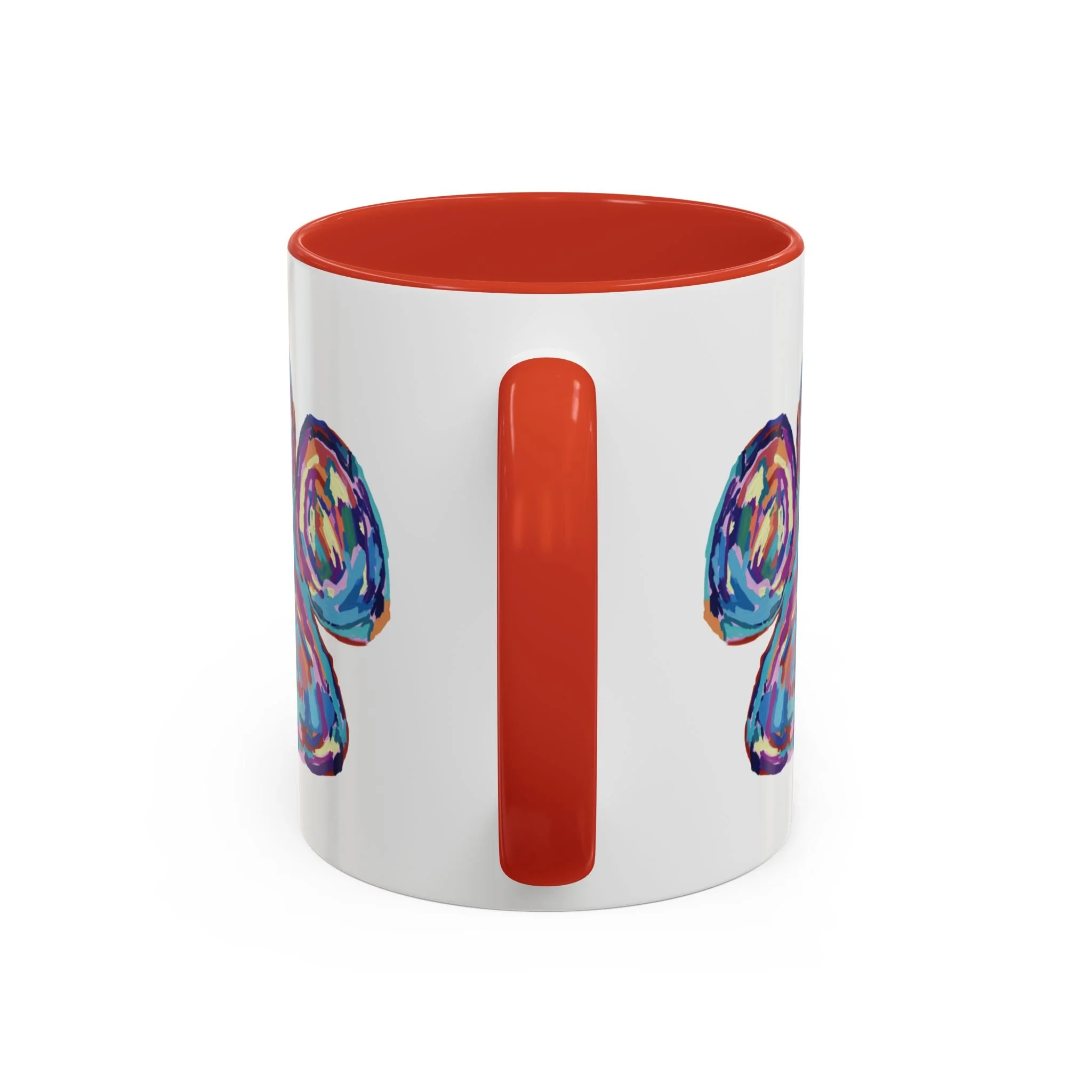 Paw Print Two Tone Ceramic Coffee Mugs Red 11oz