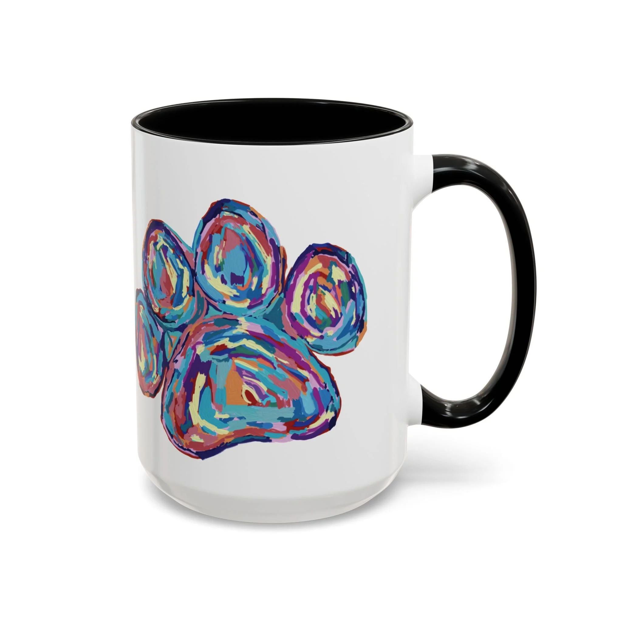 Paw Print Two Tone Ceramic Coffee Mugs Black 15oz