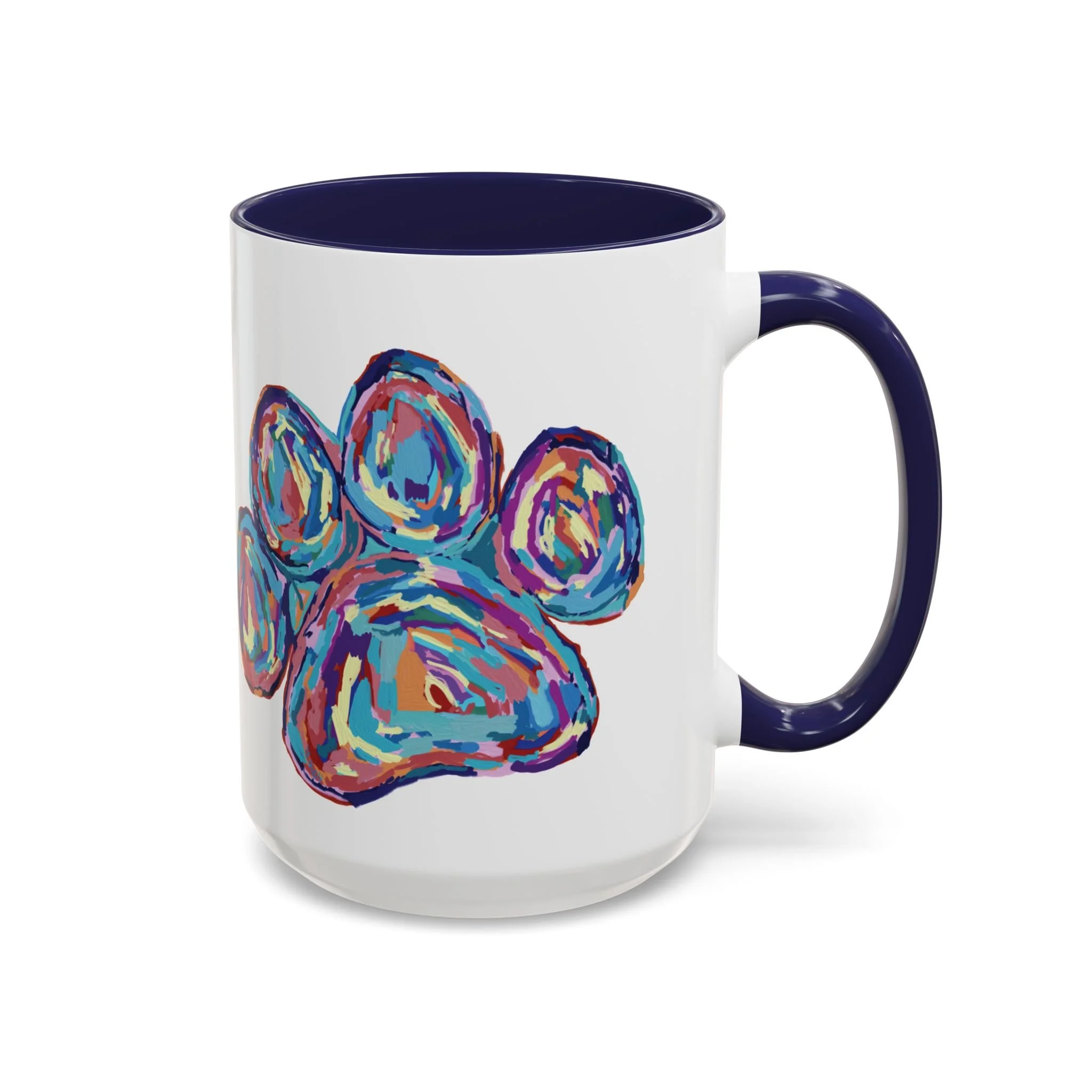Paw Print Two Tone Ceramic Coffee Mugs Navy 15oz