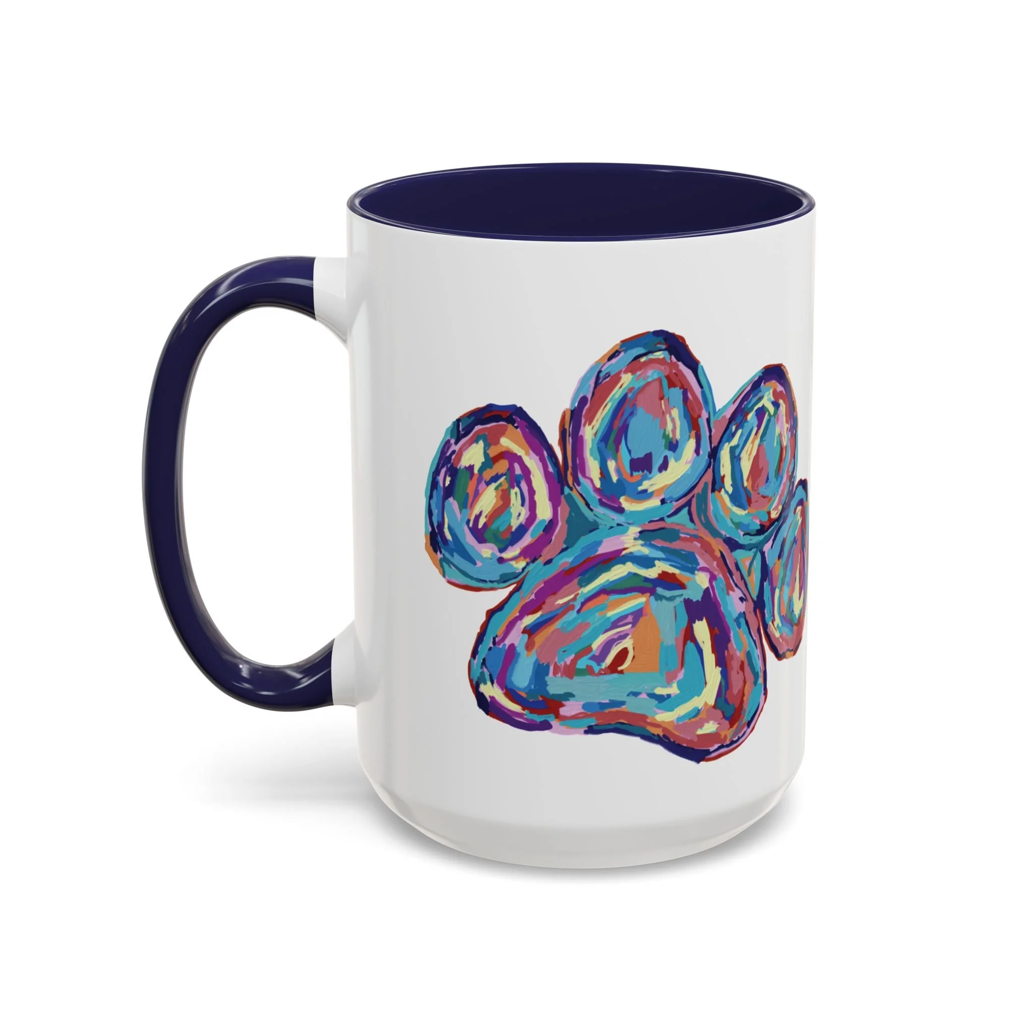Paw Print Two Tone Ceramic Coffee Mugs Navy 15oz
