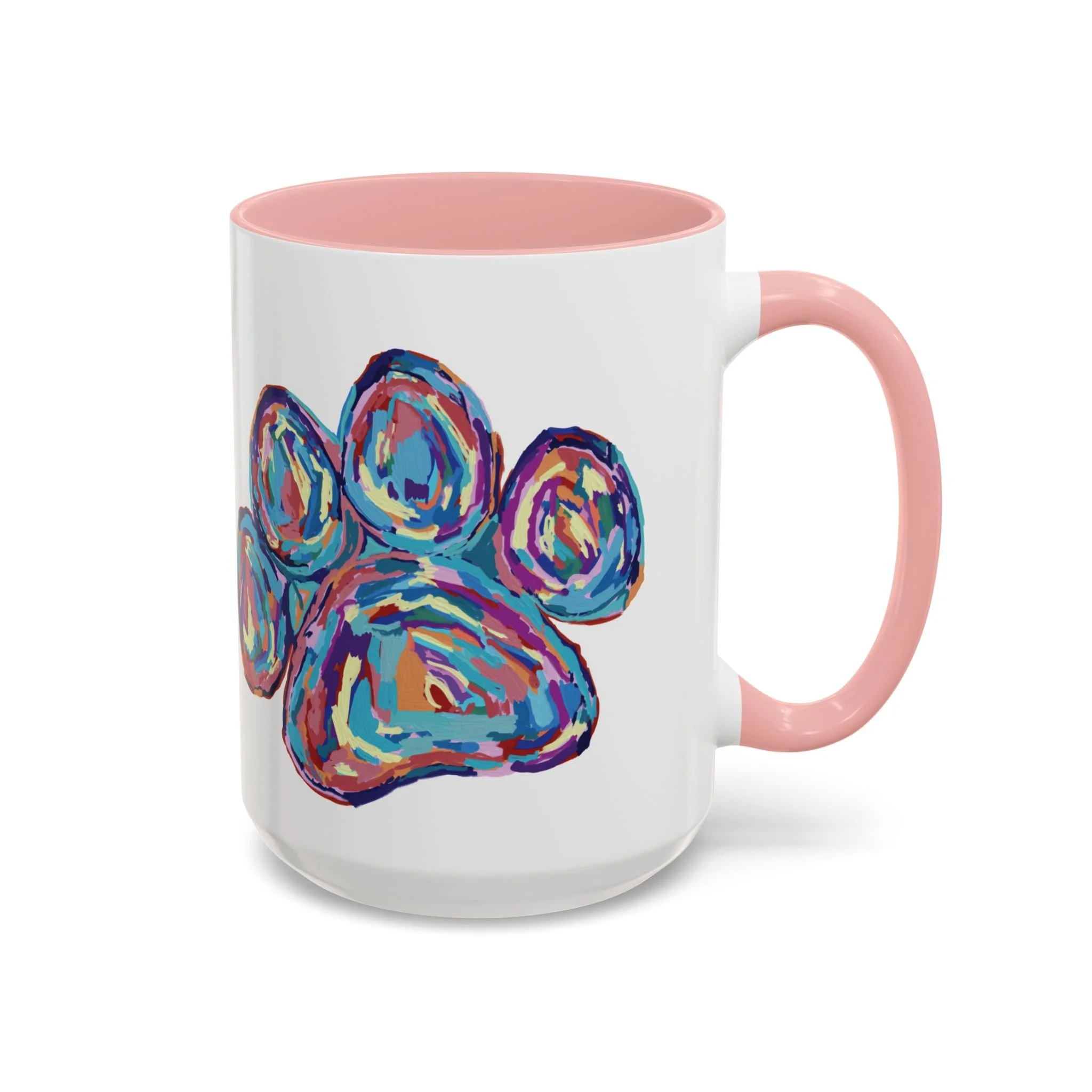 Paw Print Two Tone Ceramic Coffee Mugs Pink 15oz