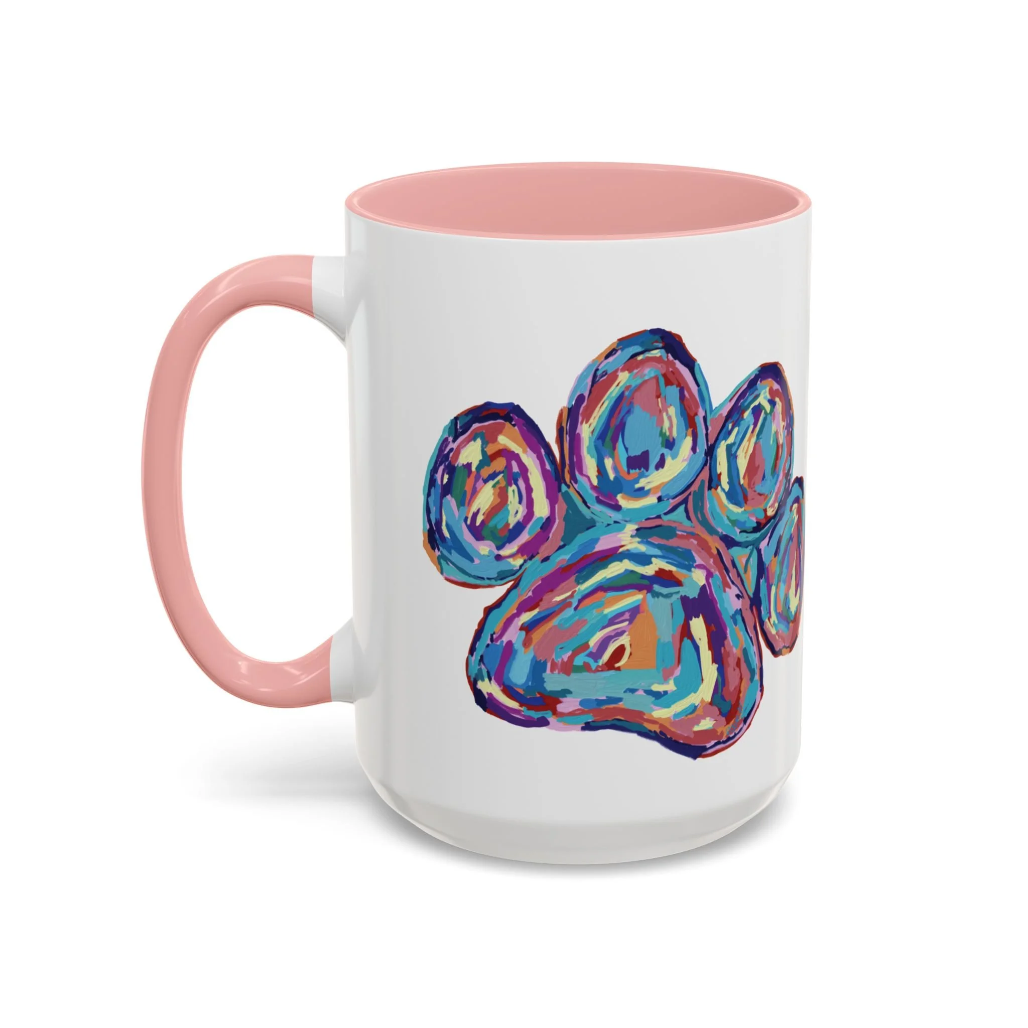 Paw Print Two Tone Ceramic Coffee Mugs Pink 15oz