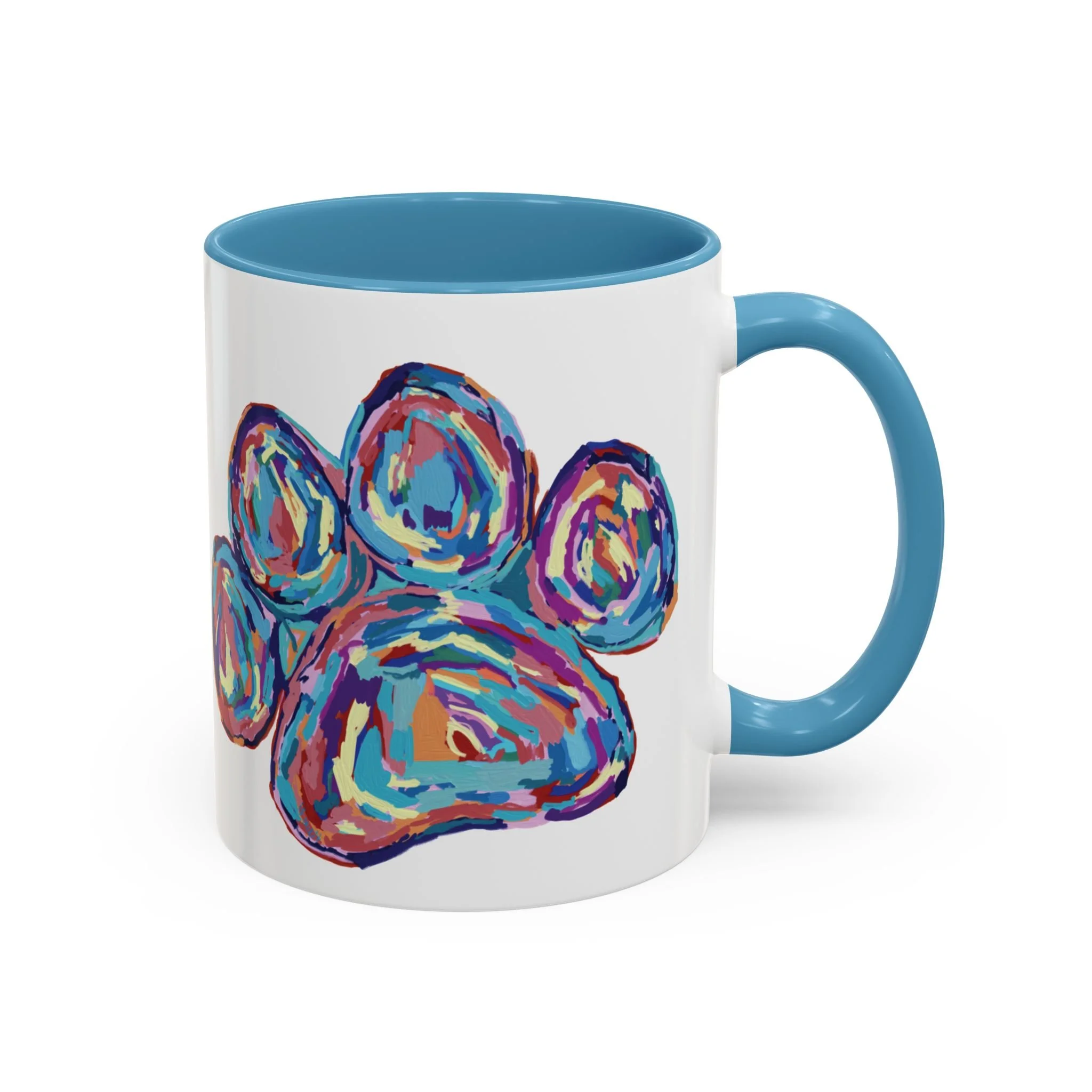 Paw Print Two Tone Ceramic Coffee Mugs Light blue 11oz