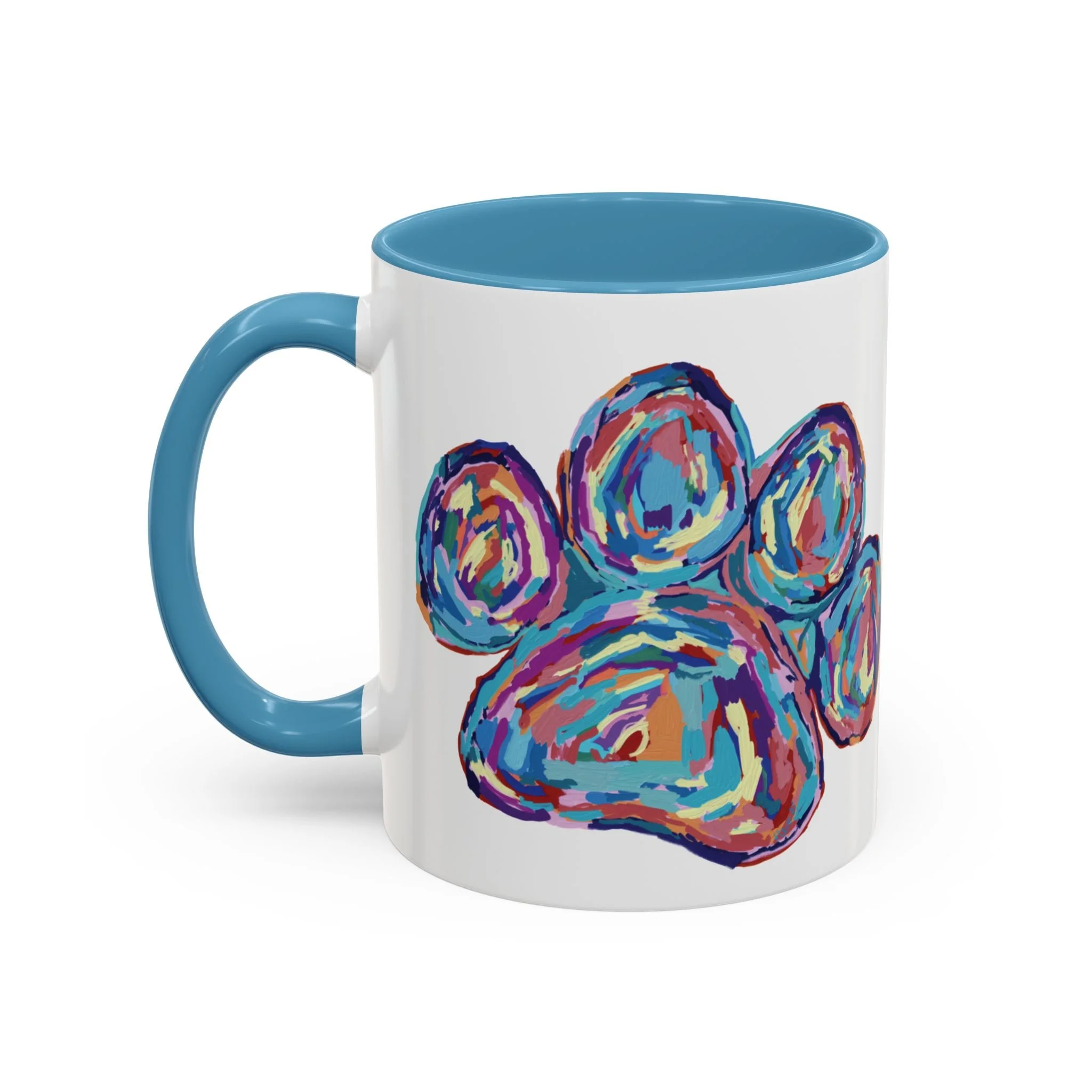 Paw Print Two Tone Ceramic Coffee Mugs Light blue 11oz