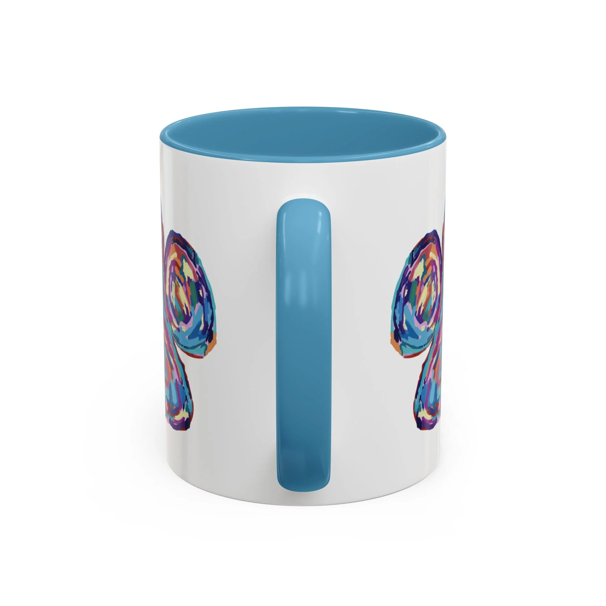 Paw Print Two Tone Ceramic Coffee Mugs Light blue 11oz