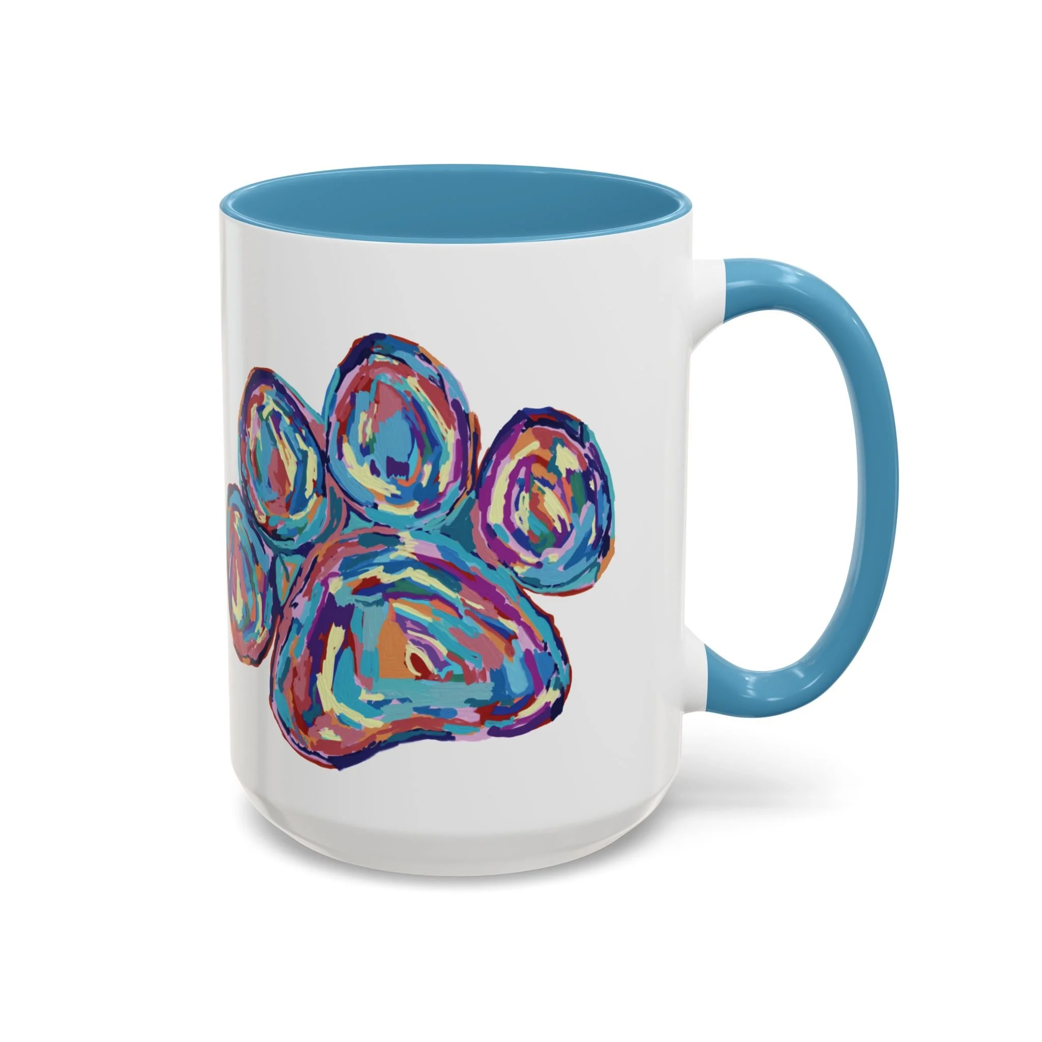 Paw Print Two Tone Ceramic Coffee Mugs Light blue 15oz