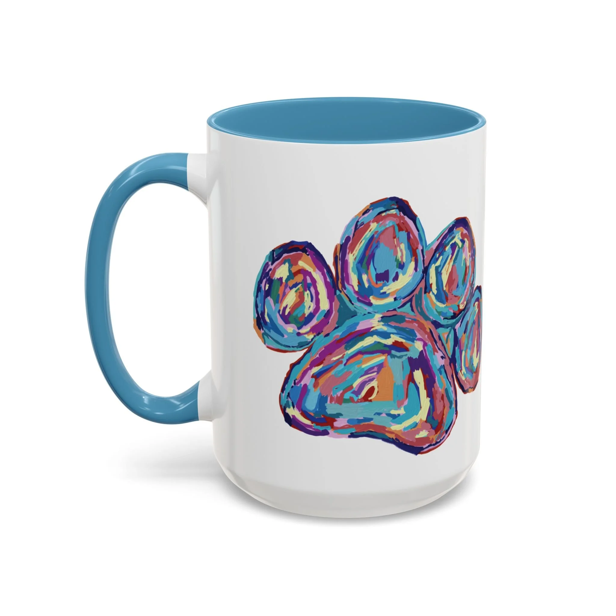 Paw Print Two Tone Ceramic Coffee Mugs Light blue 15oz